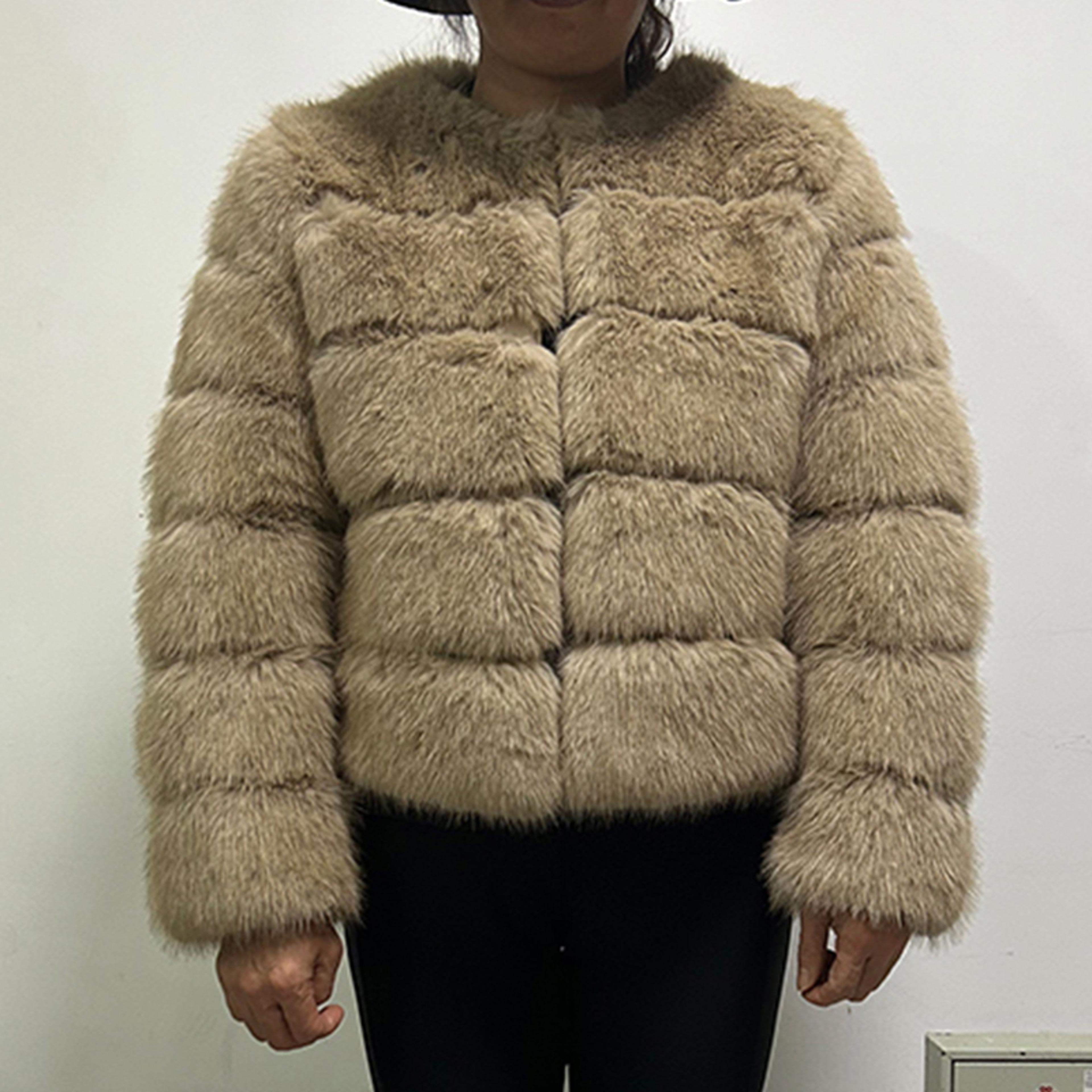 Luxury Faux Fur Coat 2024 Winter Fluffy Jacket For Women Thick Warm Raccoon Style Outwear 11