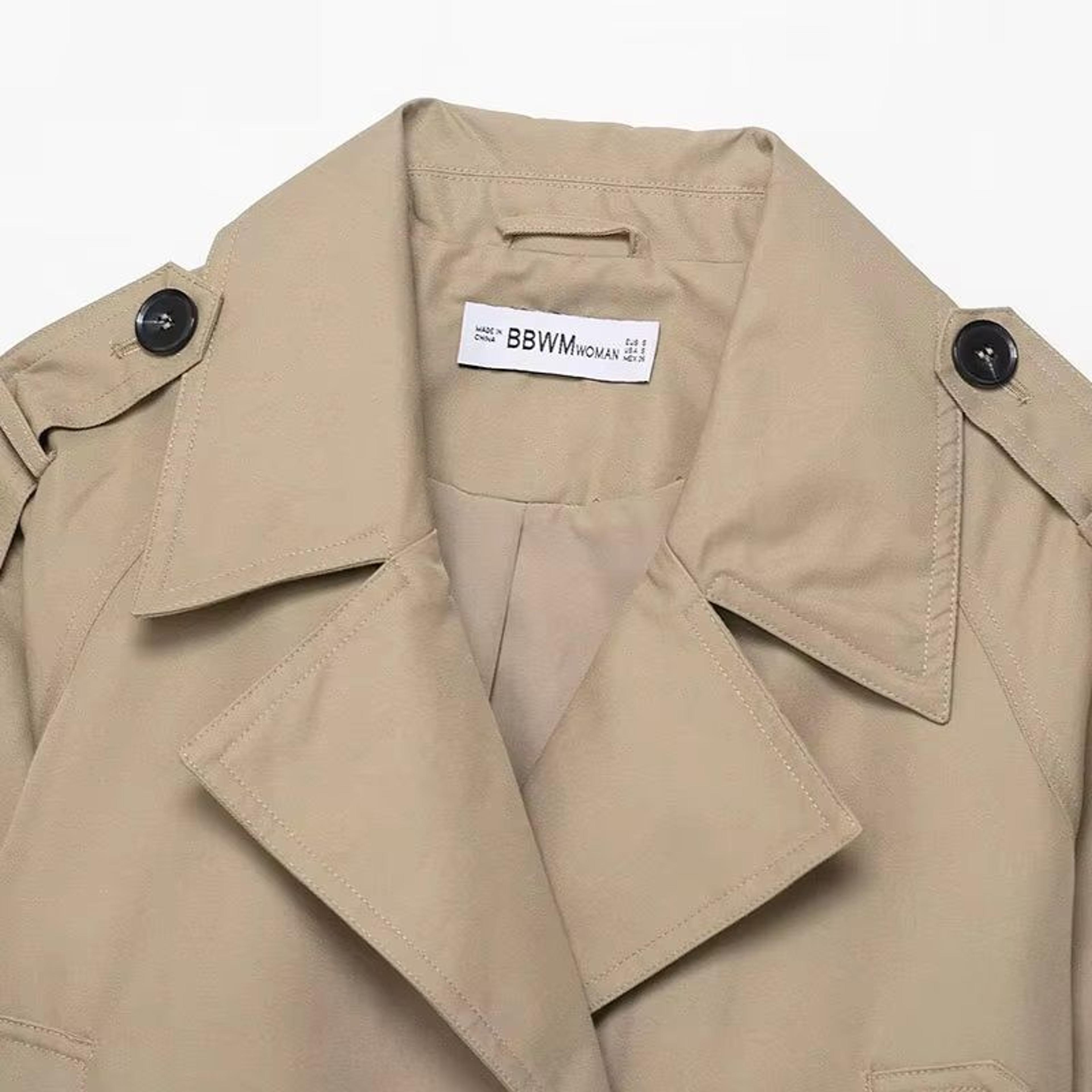 Elegant Womens Wind Coat Vintage Streetwear Double Breasted Straight Fit Casual Autumn Coat 5
