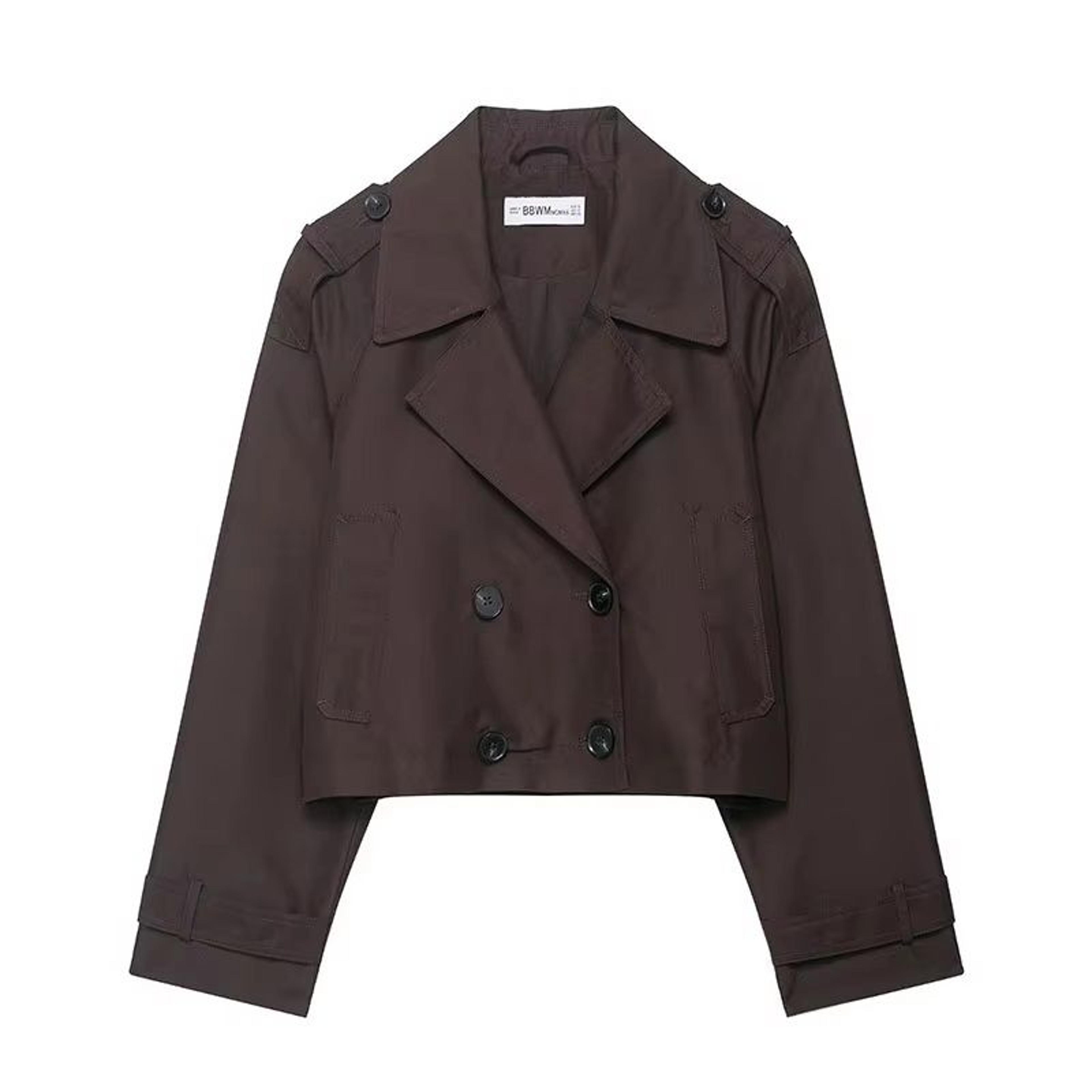 Elegant Womens Wind Coat Vintage Streetwear Double Breasted Straight Fit Casual Autumn Coat 6