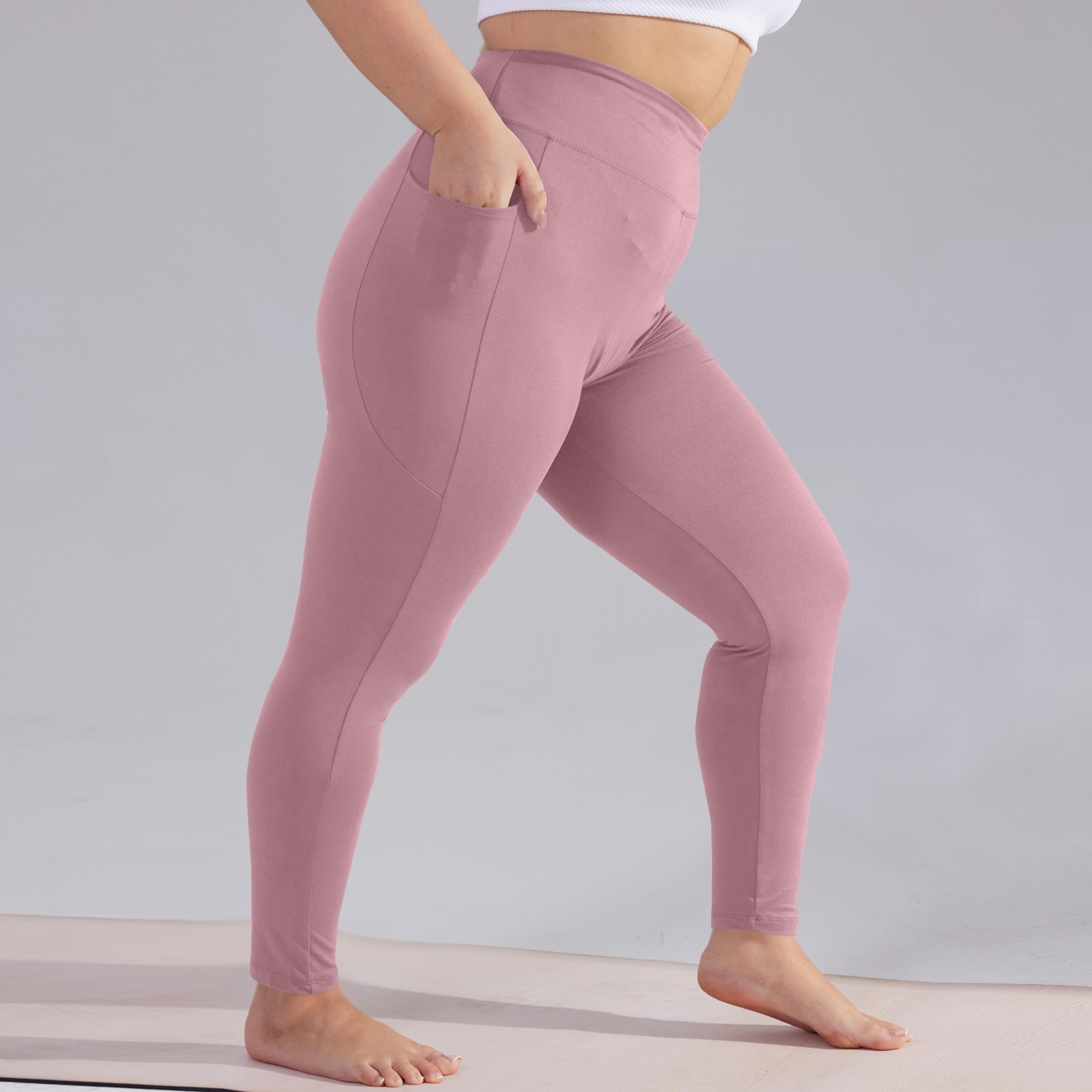 High Waisted Yoga Pants For Women Plus Size Hip Lift Athletic Leggings With Pockets Solid Color Cap 6