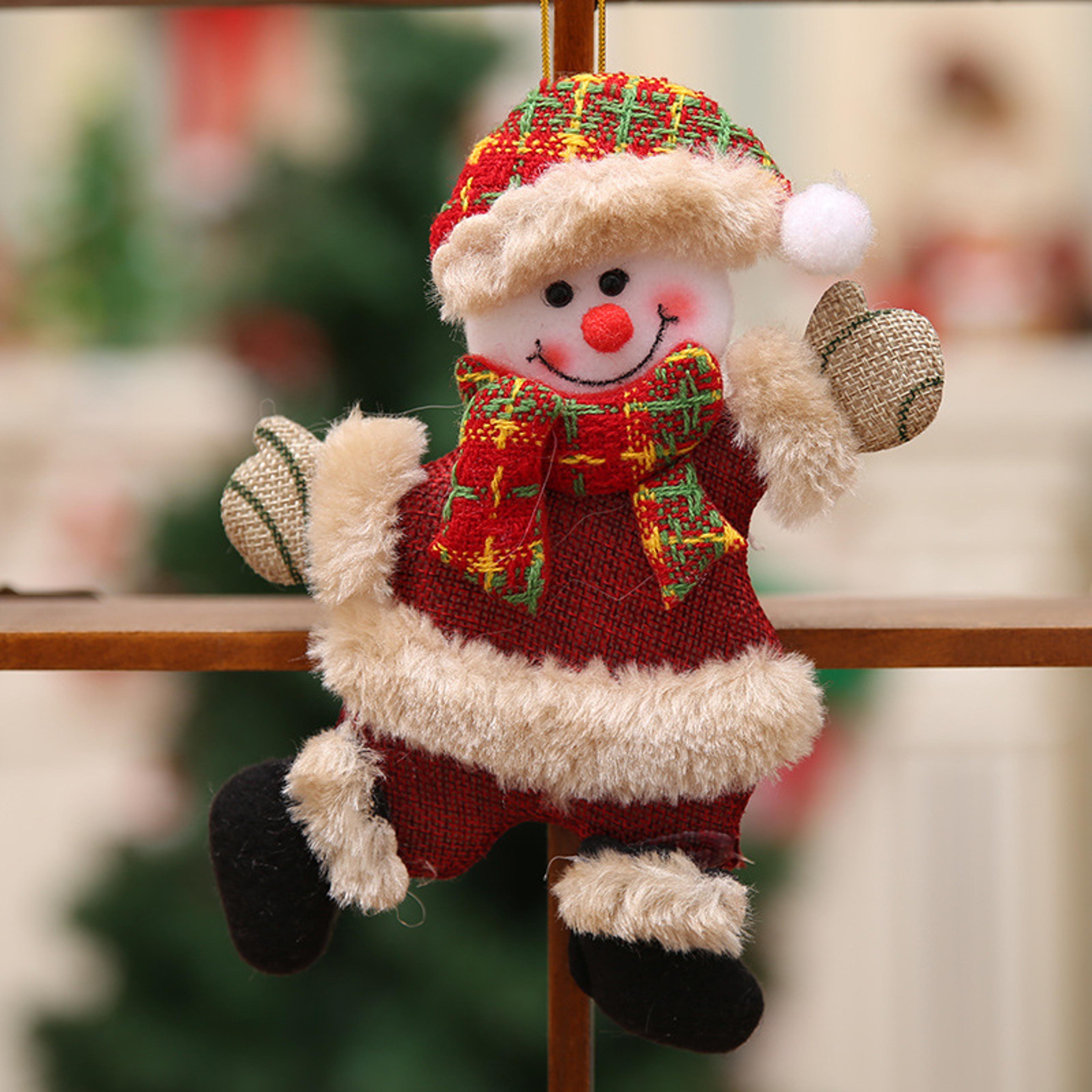 Merry Christmas Plush Doll Ornaments Santa Claus Snowman Elk Pendant Xmas Tree Hanging Decorations  6