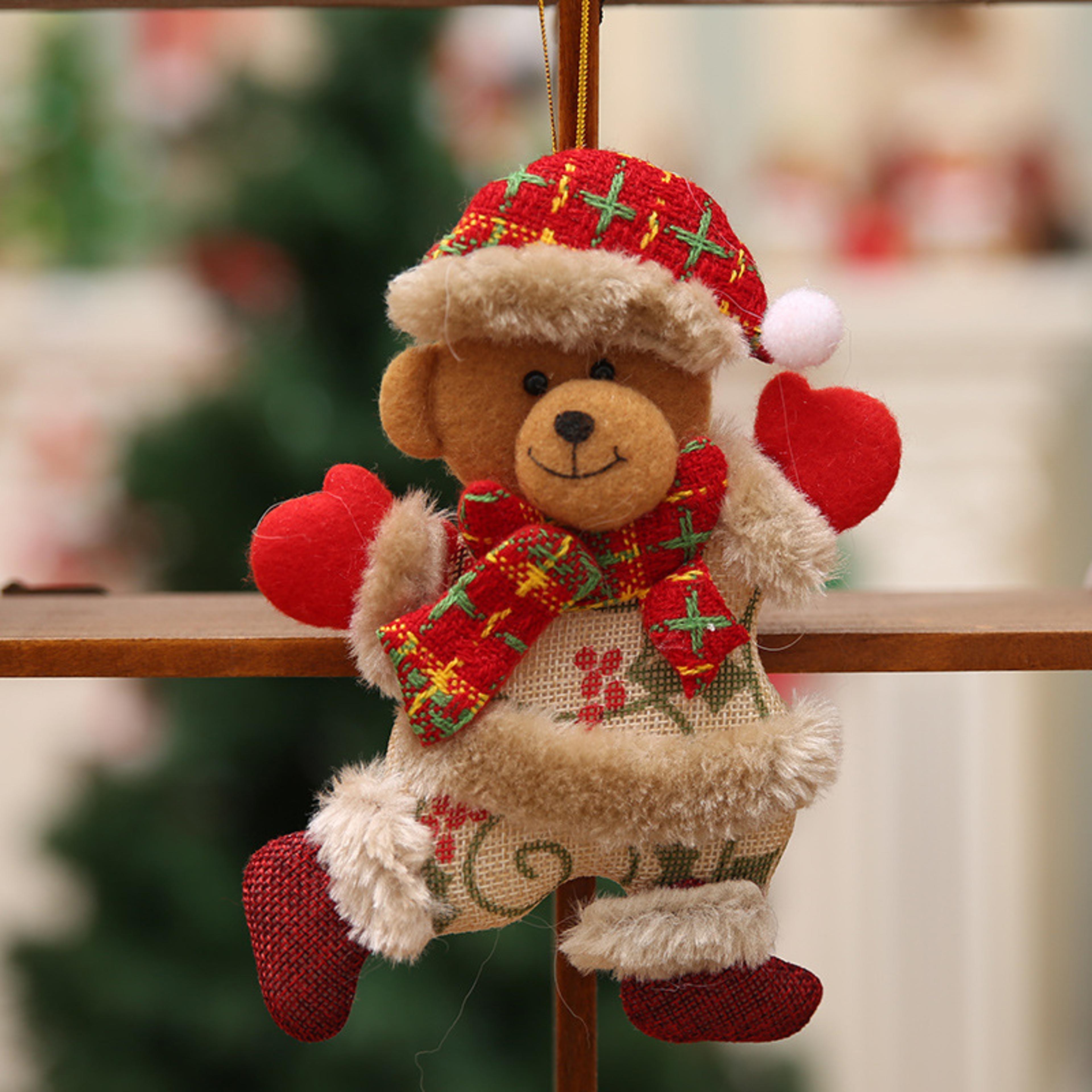 Merry Christmas Plush Doll Ornaments Santa Claus Snowman Elk Pendant Xmas Tree Hanging Decorations  4