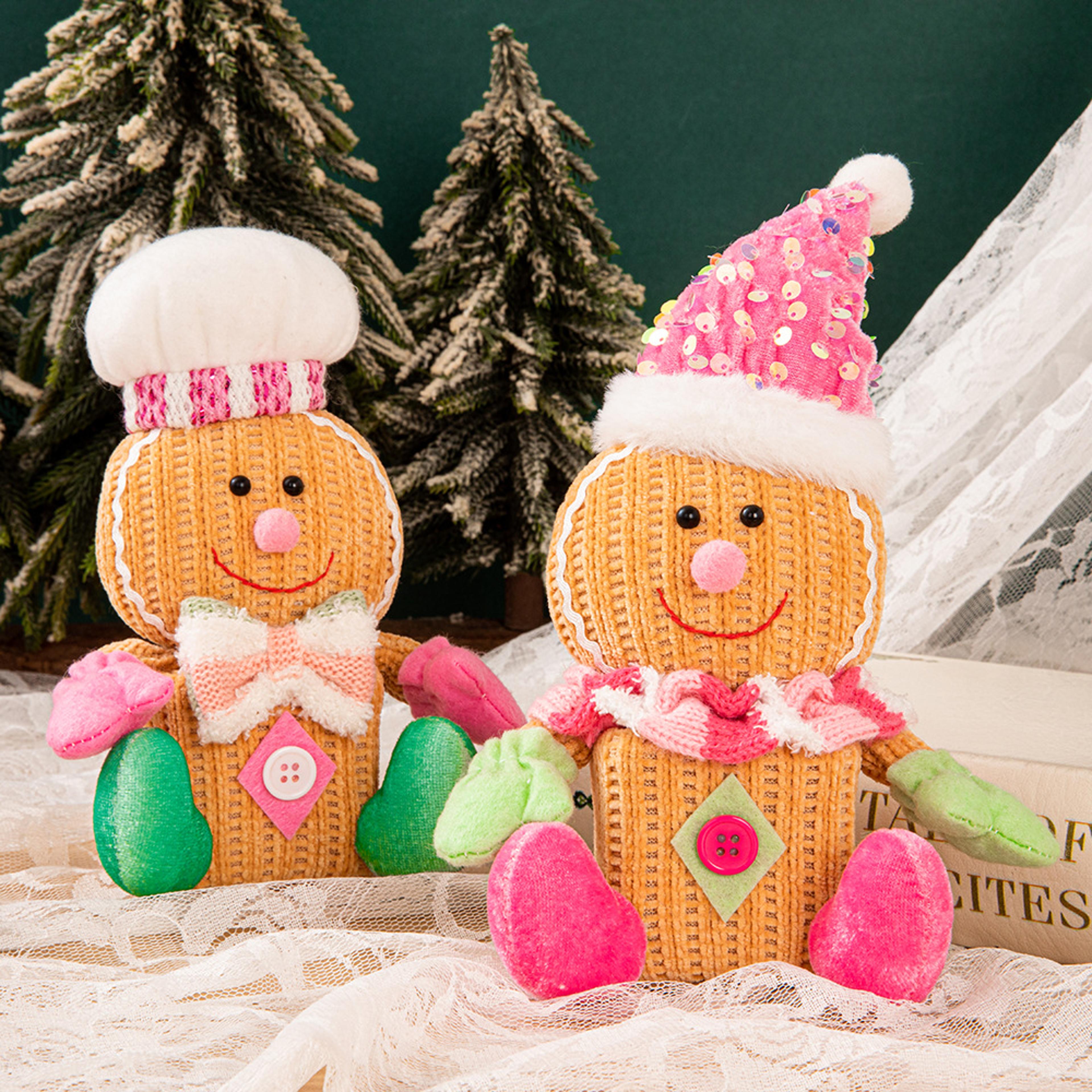 pink gingerbread man figurines, new christmas decorations, festive kids gifts, decorative party ornaments
