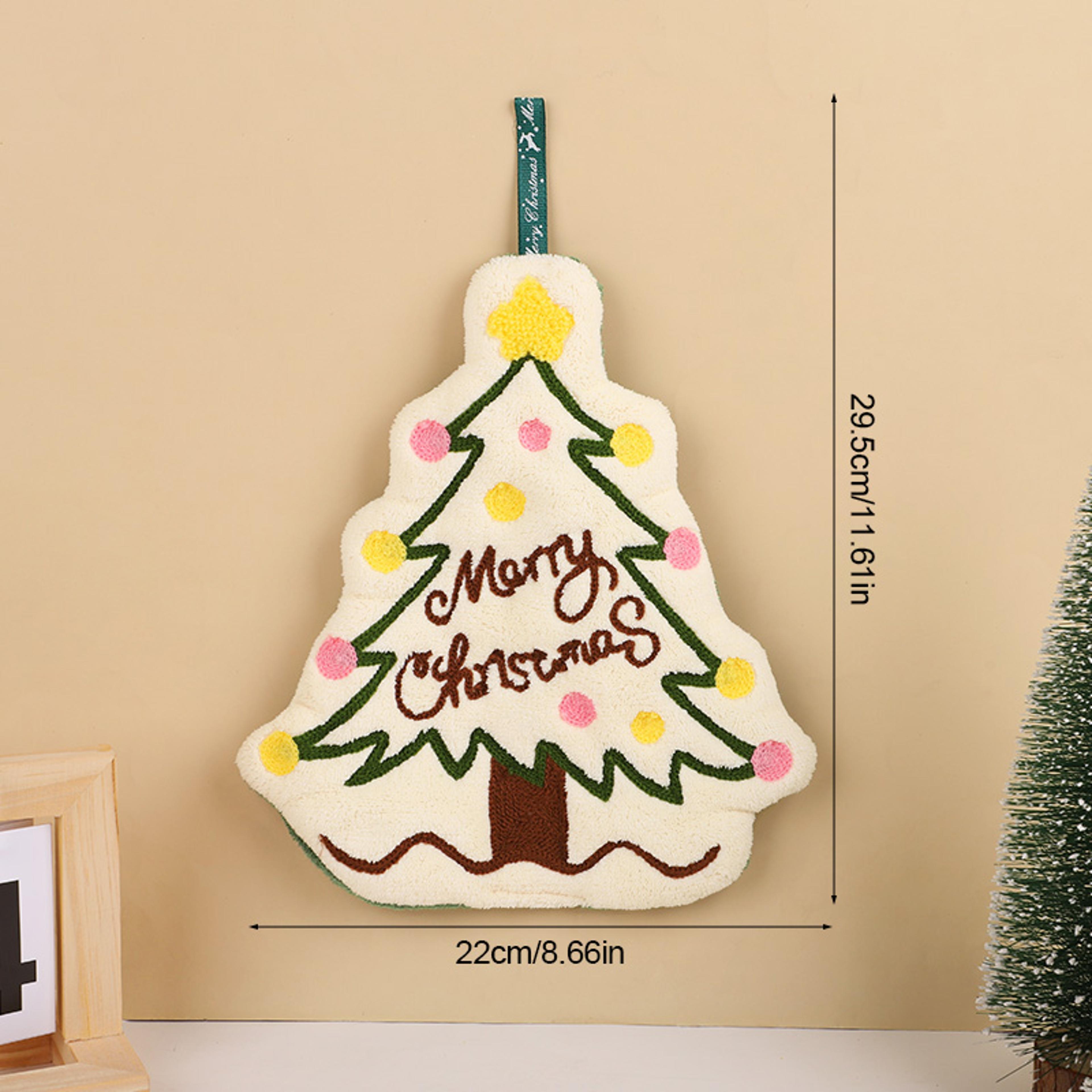 Coral Fleece Christmas Hand Towels Gingerbread Man Snowman Tree Design Cartoon Style Home Kitchen B 6