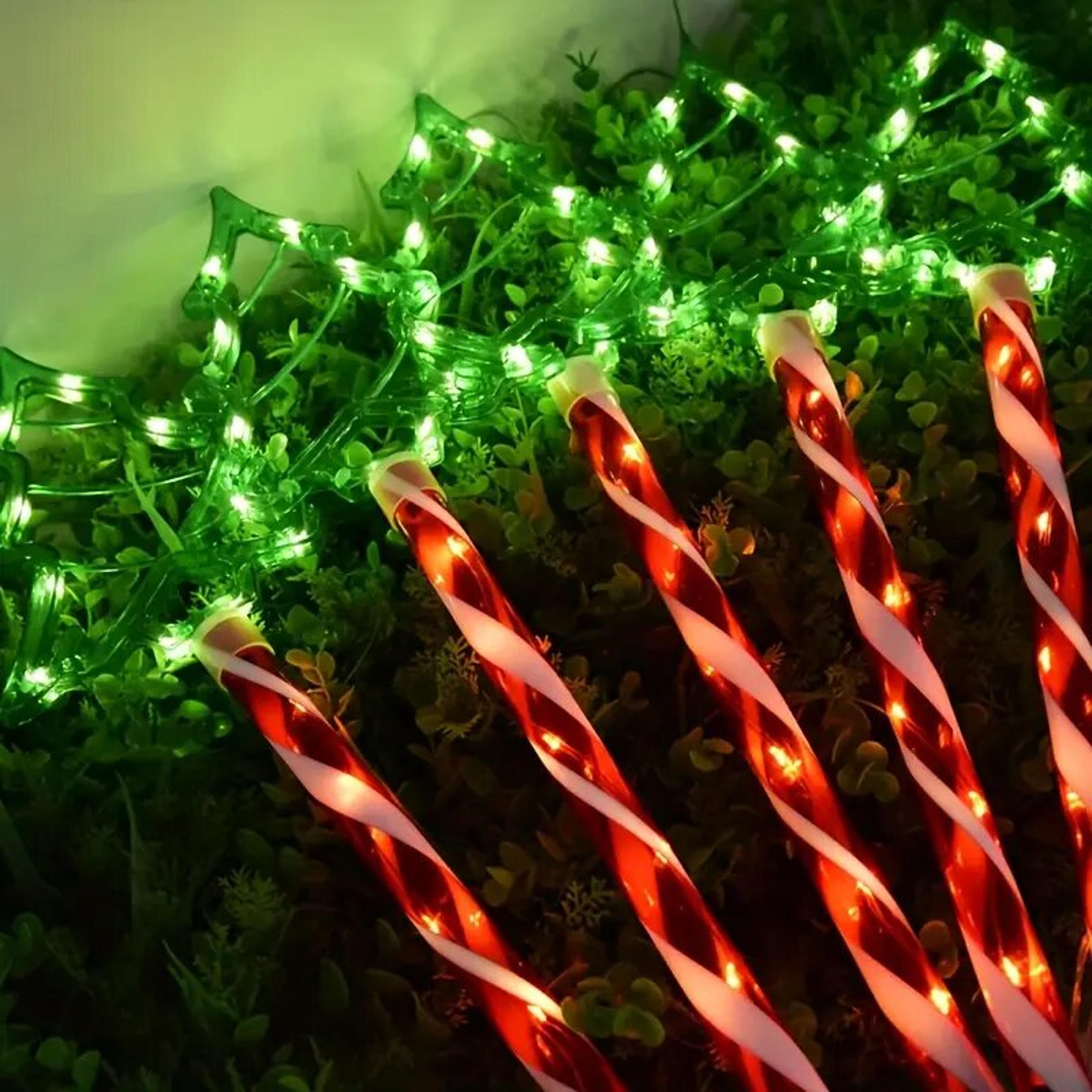 Outdoor Waterproof Solar Candy Christmas Tree Lights LED Lawn Lamp Decoration Garden Yard Stake Lig