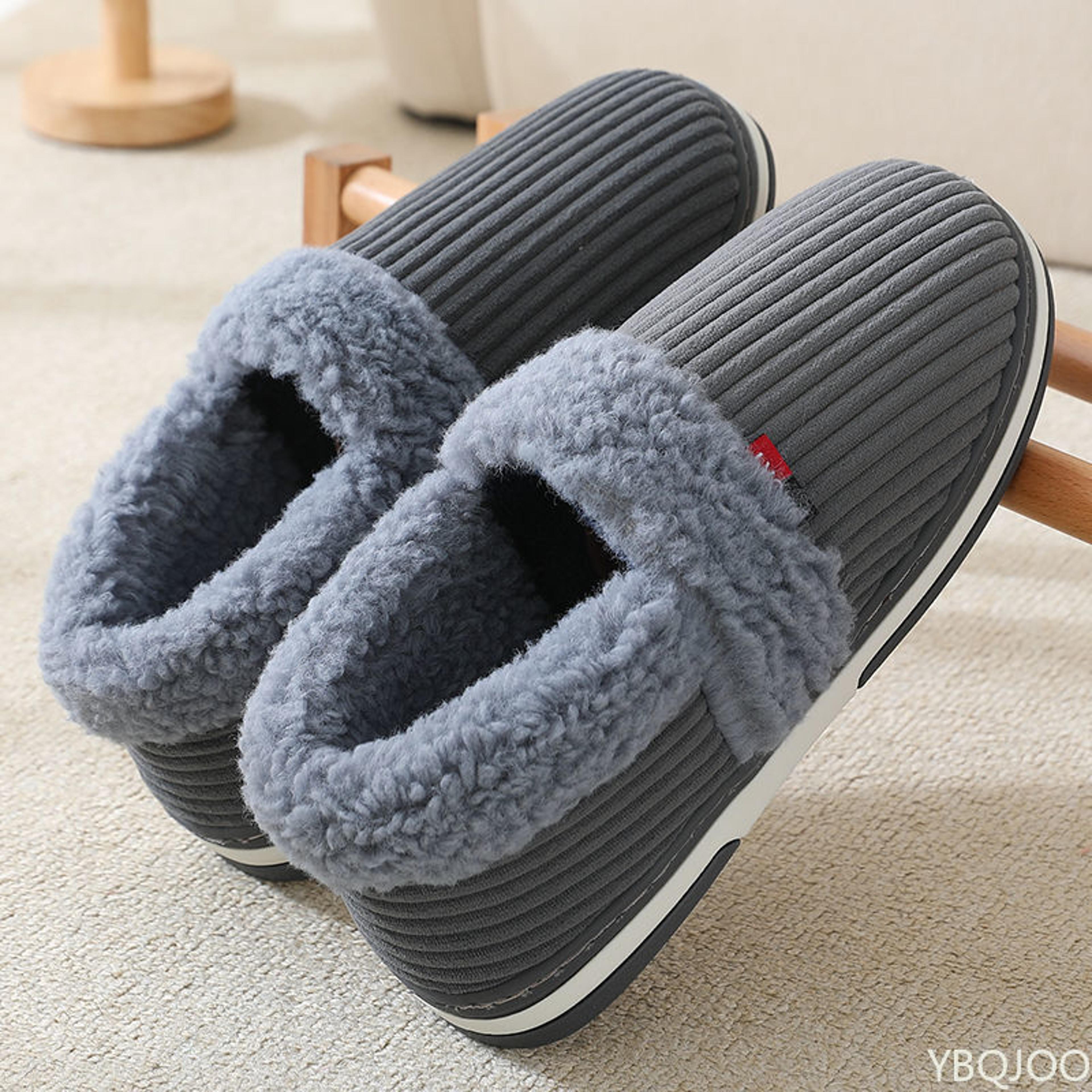 Indoor Plush Cotton Shoes Fluffy Winter Couple Bag Heel Slippers Men Casual Soft Soled Shoes Fur No 1