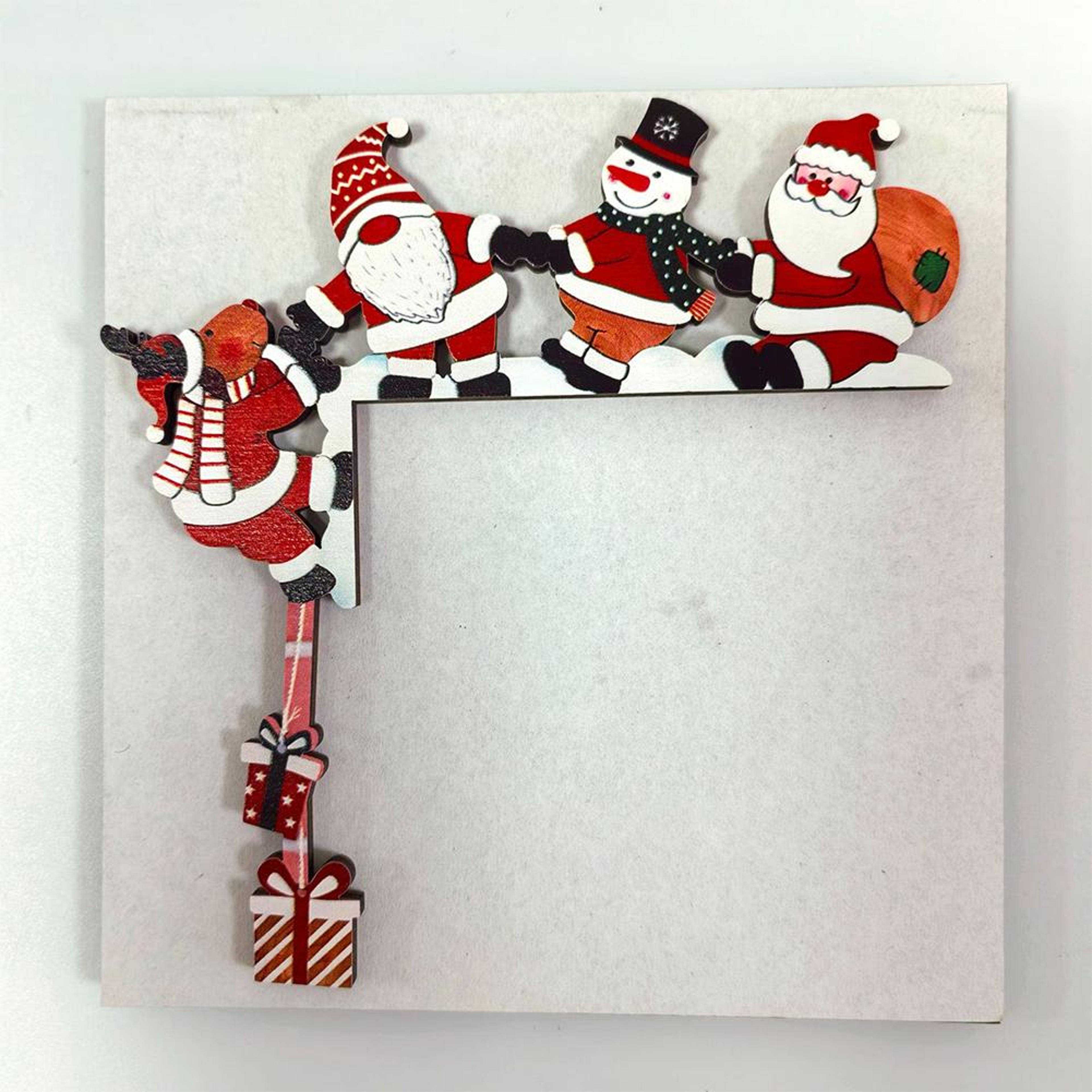 Christmas Door Frame Ornament Snowman Cute Santa Door Corner Decor Wooden Reindeer Frame Sign 4
