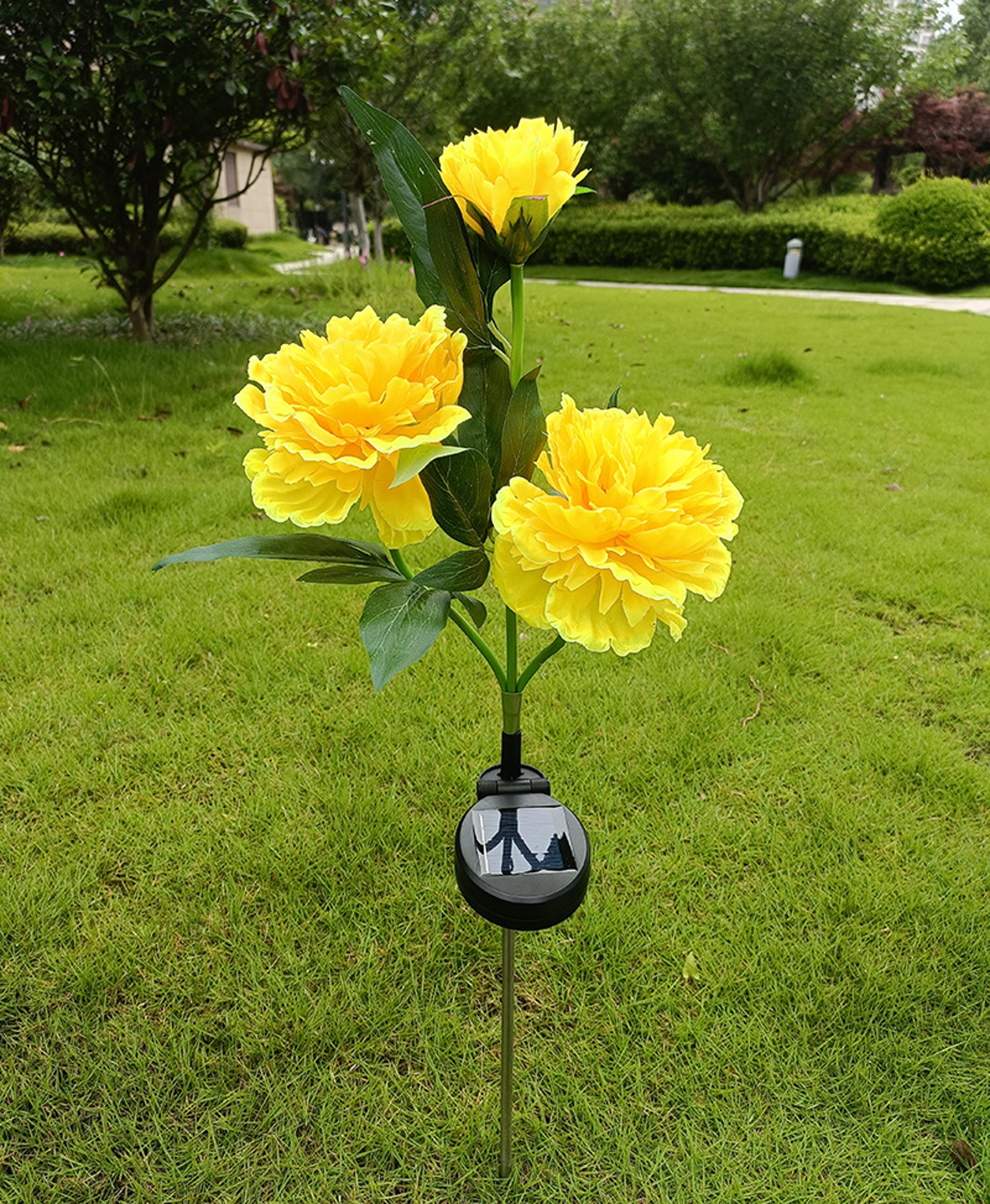 Pink Solar Garden Lights Waterproof 3 Head Peony Flowers Lamps For Yard Outdoor Pathway Christmas L