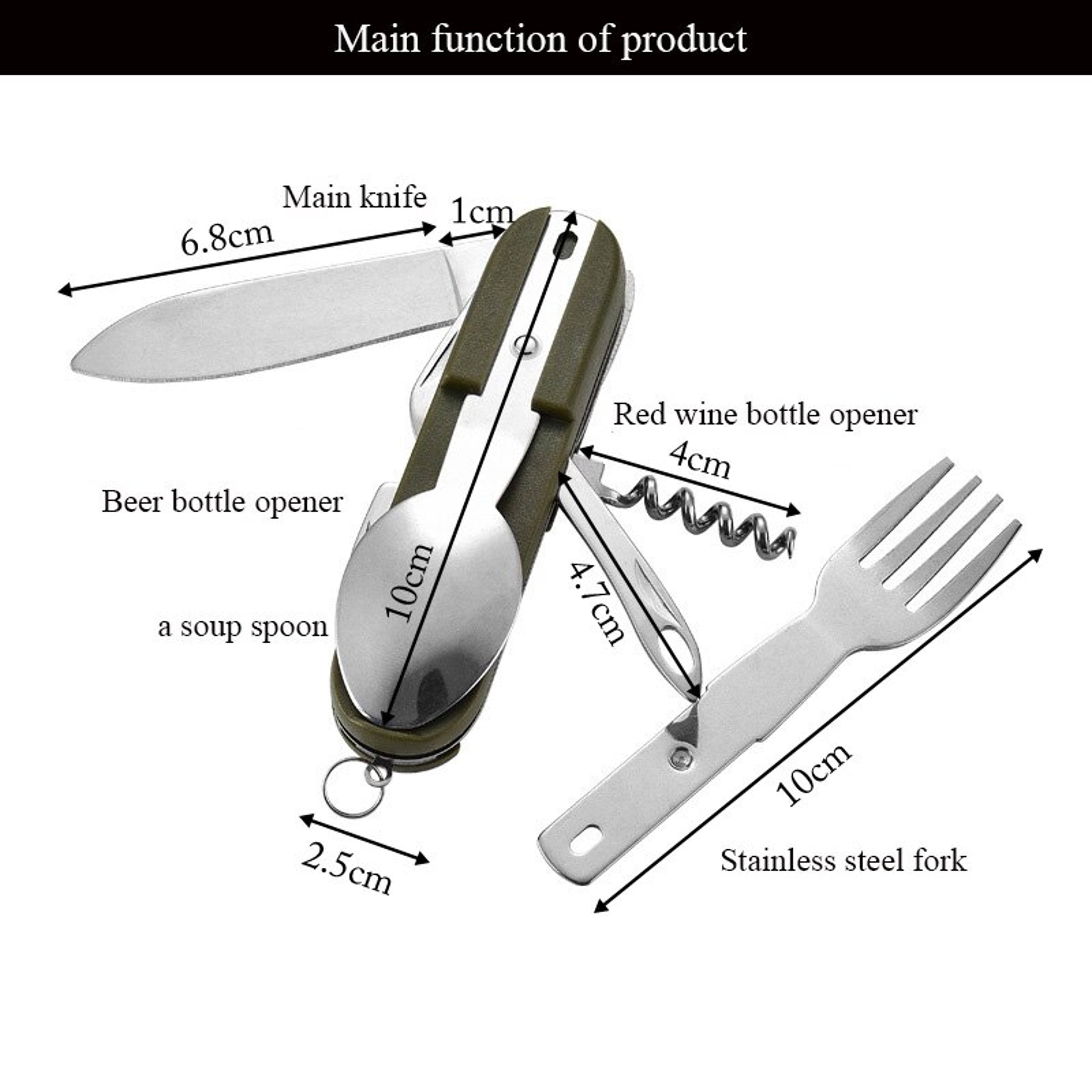 Stainless Steel Foldable Fork Spoon Knife Picnic Camping Hiking Travelling Dinnerware Multifunction 2