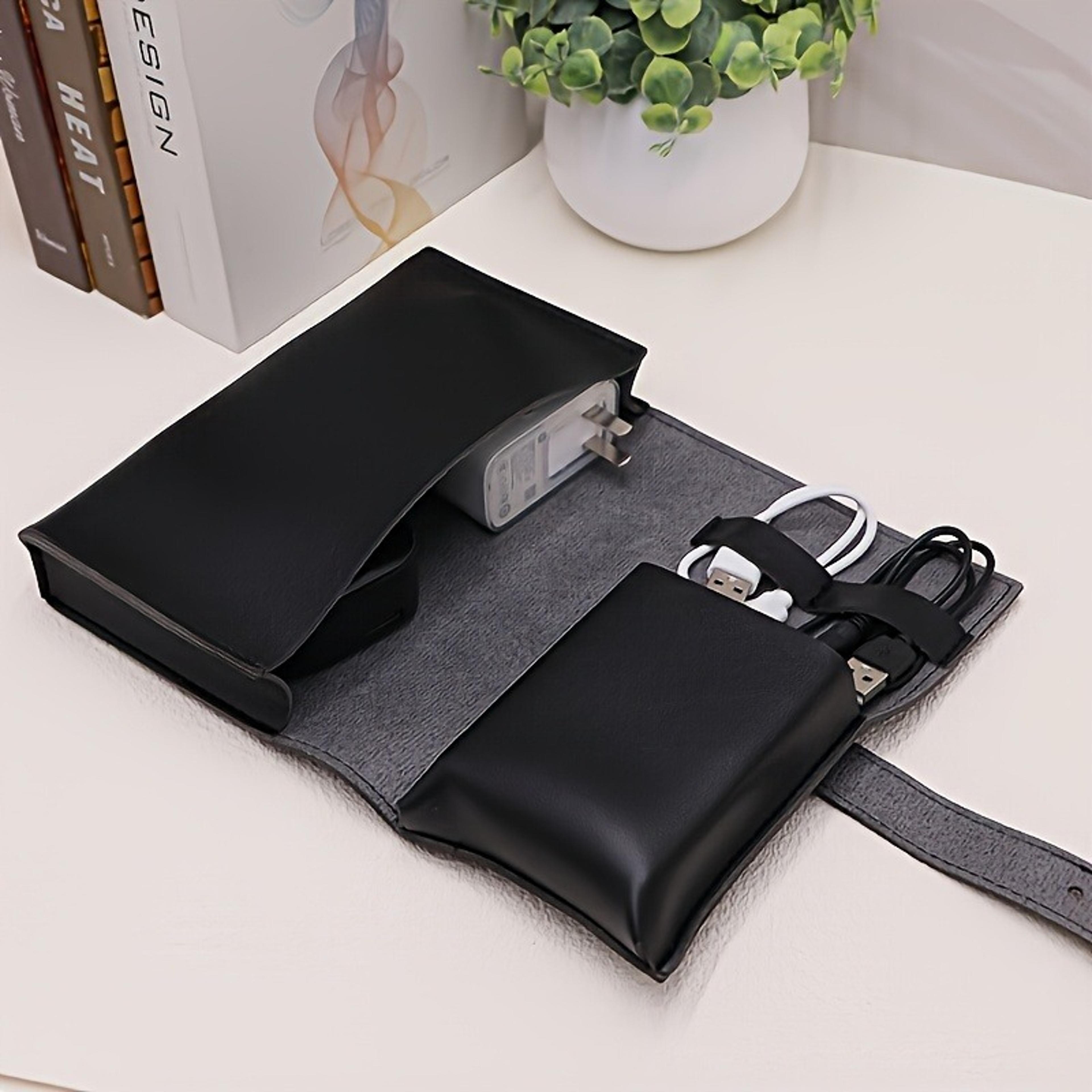 Portable Tech School Accessories Case PU Leather MultiCompartment Organizer For Cables Chargers And 6