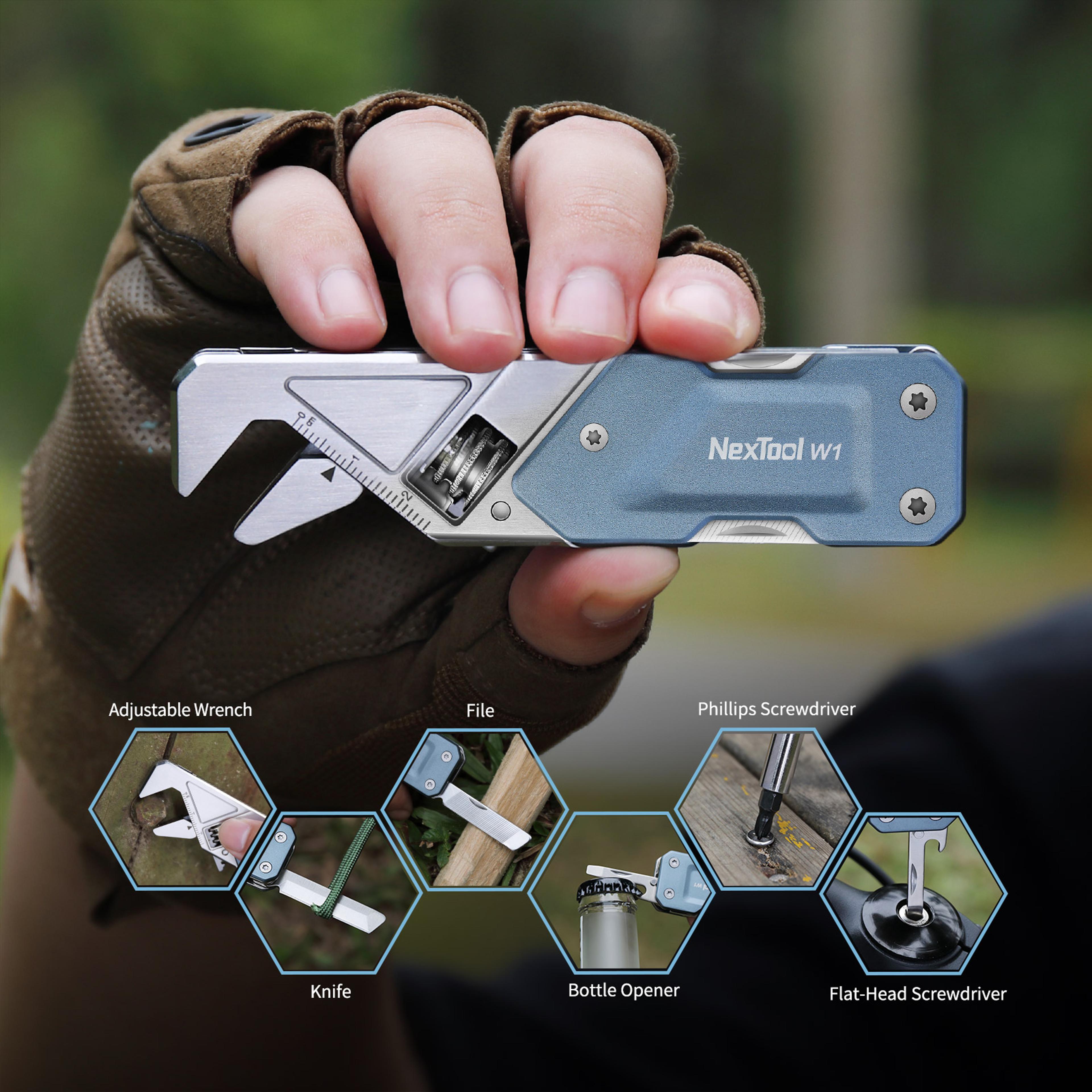 Multifunction Adjustable Wrench Pocket Hand Tools Kit EDC Screwdriver Folding Knife 3
