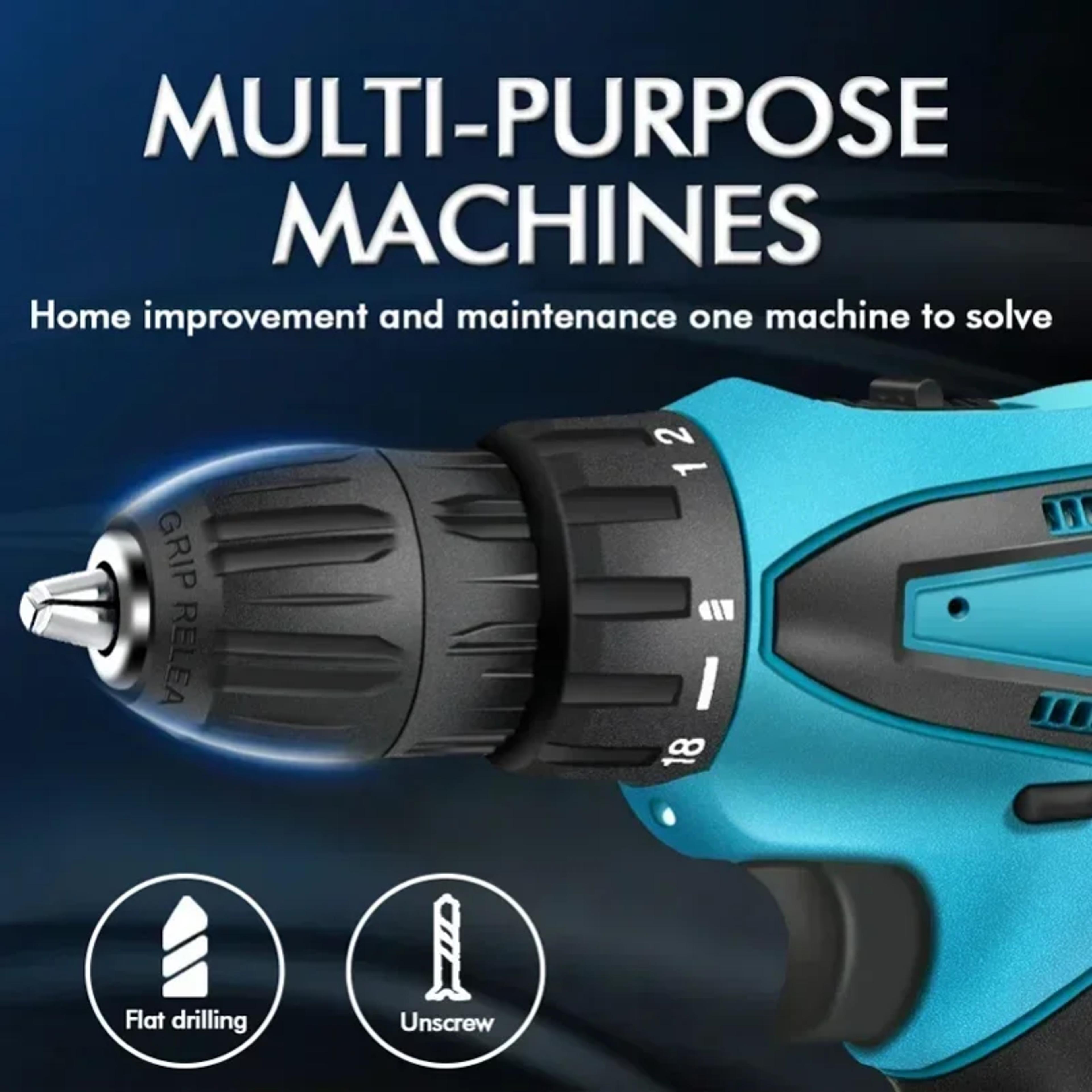 Electric Screwdriver Cordless Impact Drill Set Wireless Power Tool With Torque For DIY Home Use And 3