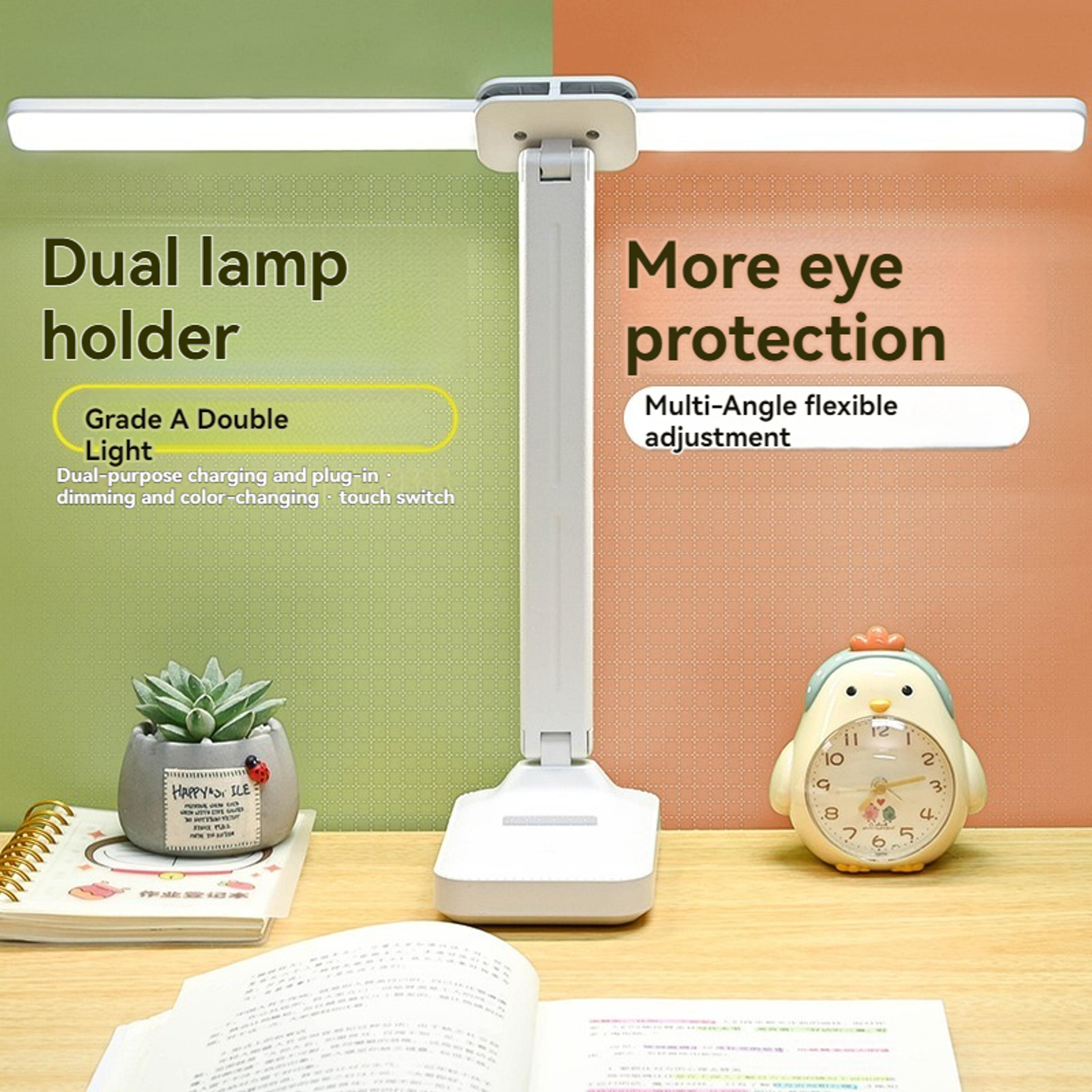 Foldable Dimmable Dual Head LED Desk Lamp USB Rechargeable Battery Night Light For Bedroom 3