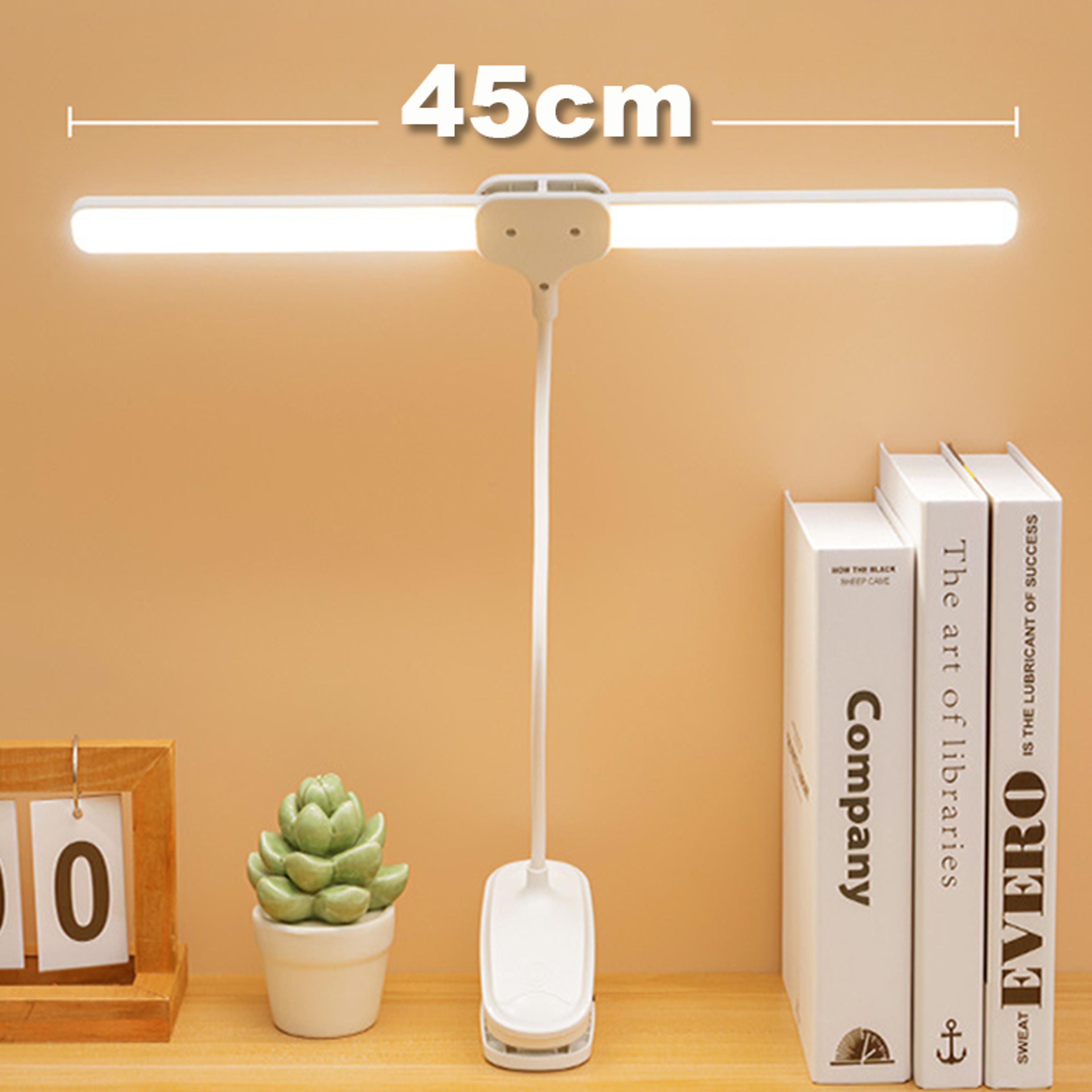USB Rechargeable LED Desk Lamp With Dual Heads Touch Control Eye Protection Brightness Modes 2