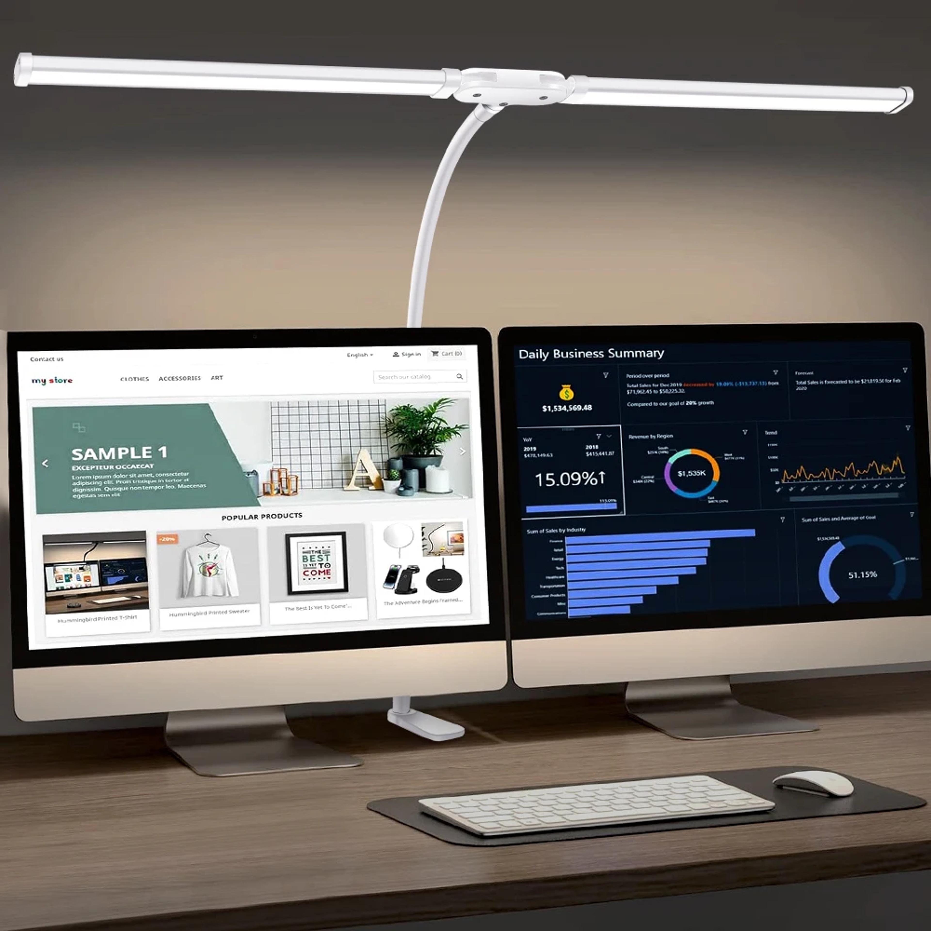 Dimmable LED Desk Lamp With Clip Foldable Swing Arm DoubleSingle Head For Workstation 0