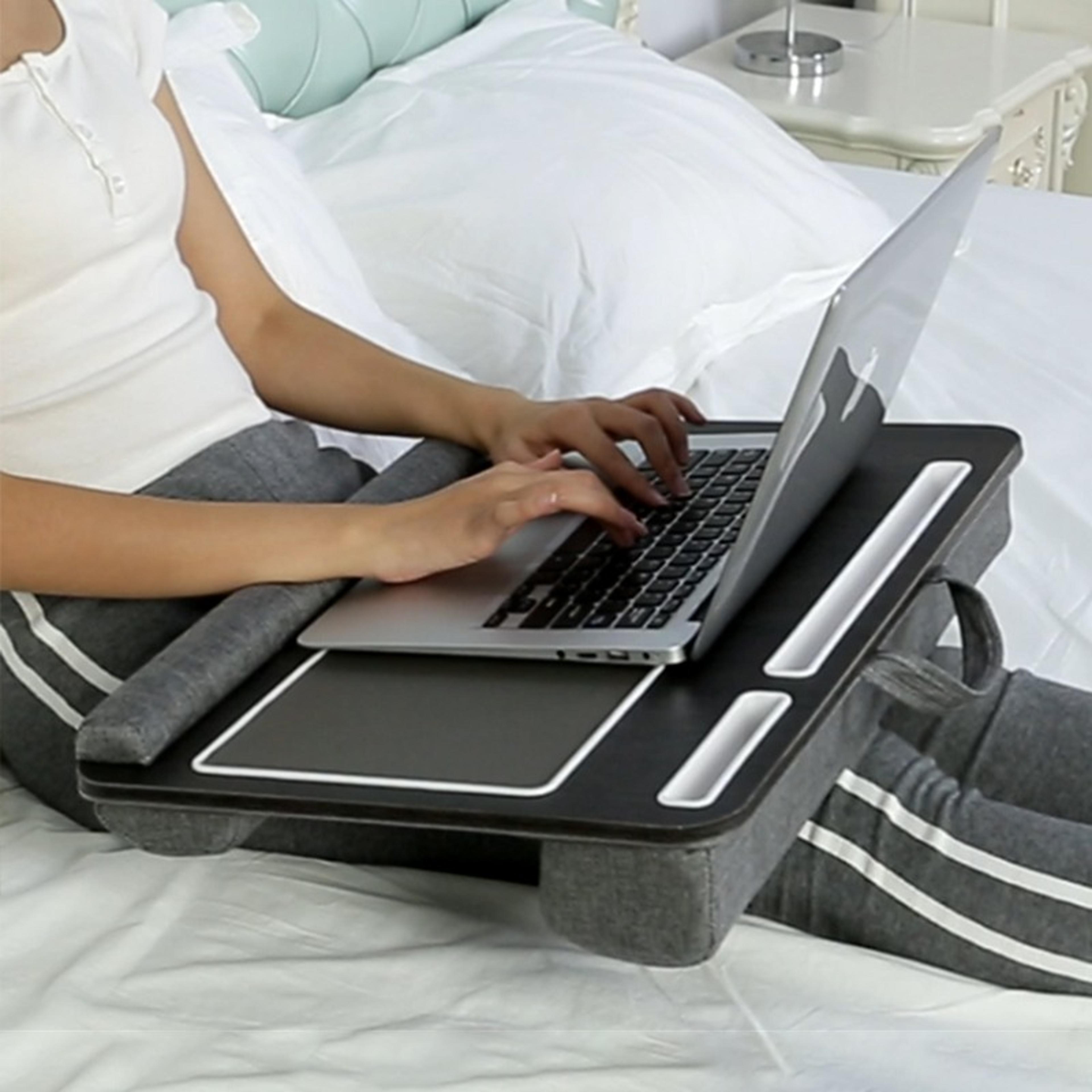 multi purpose laptop desk leg table, anti-slip bar design with embedded mouse pad for bedroom and sofa use
