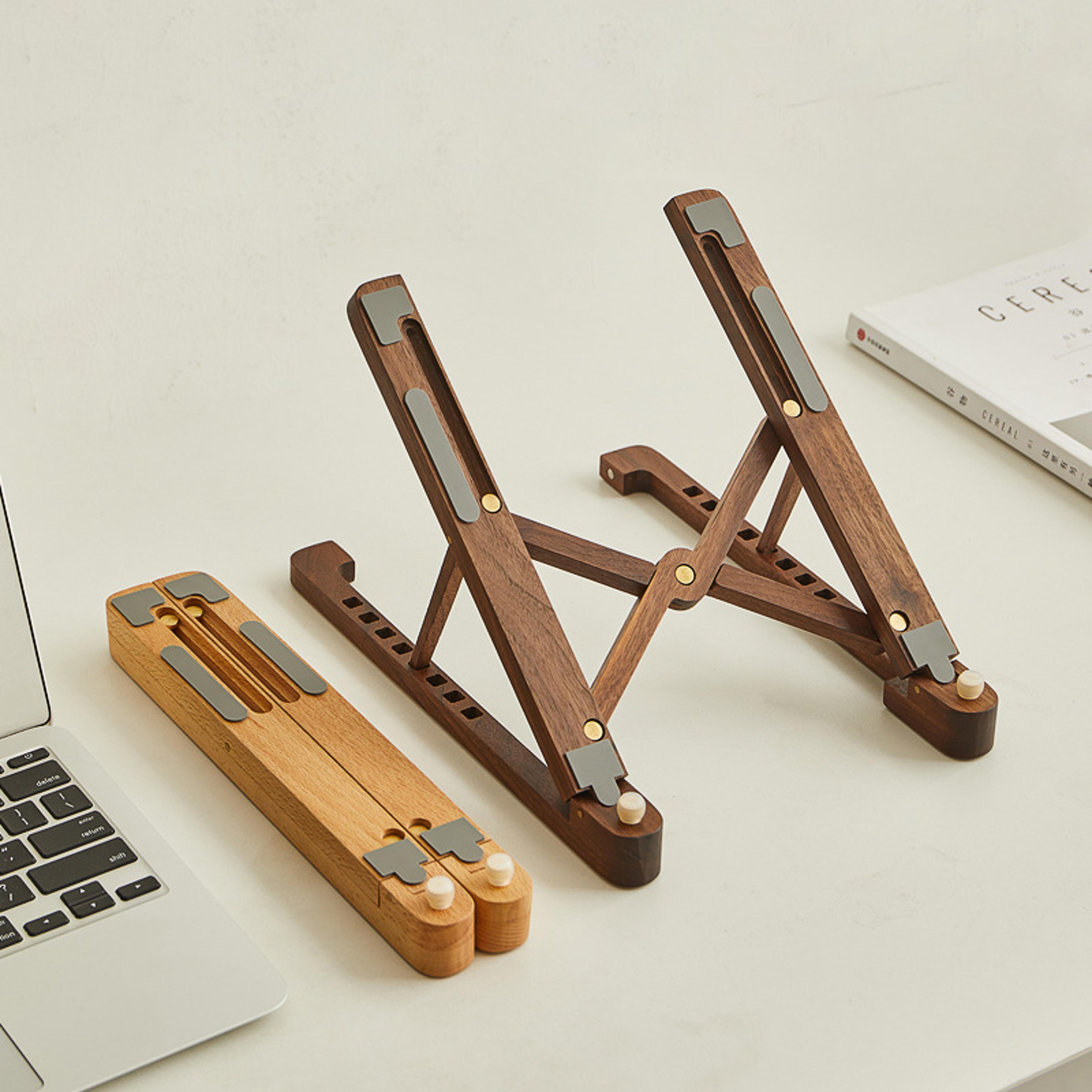 Portable Notebook Holder Wood Laptop Stand Foldable Levels Height Adjustable Computer Support For M 1