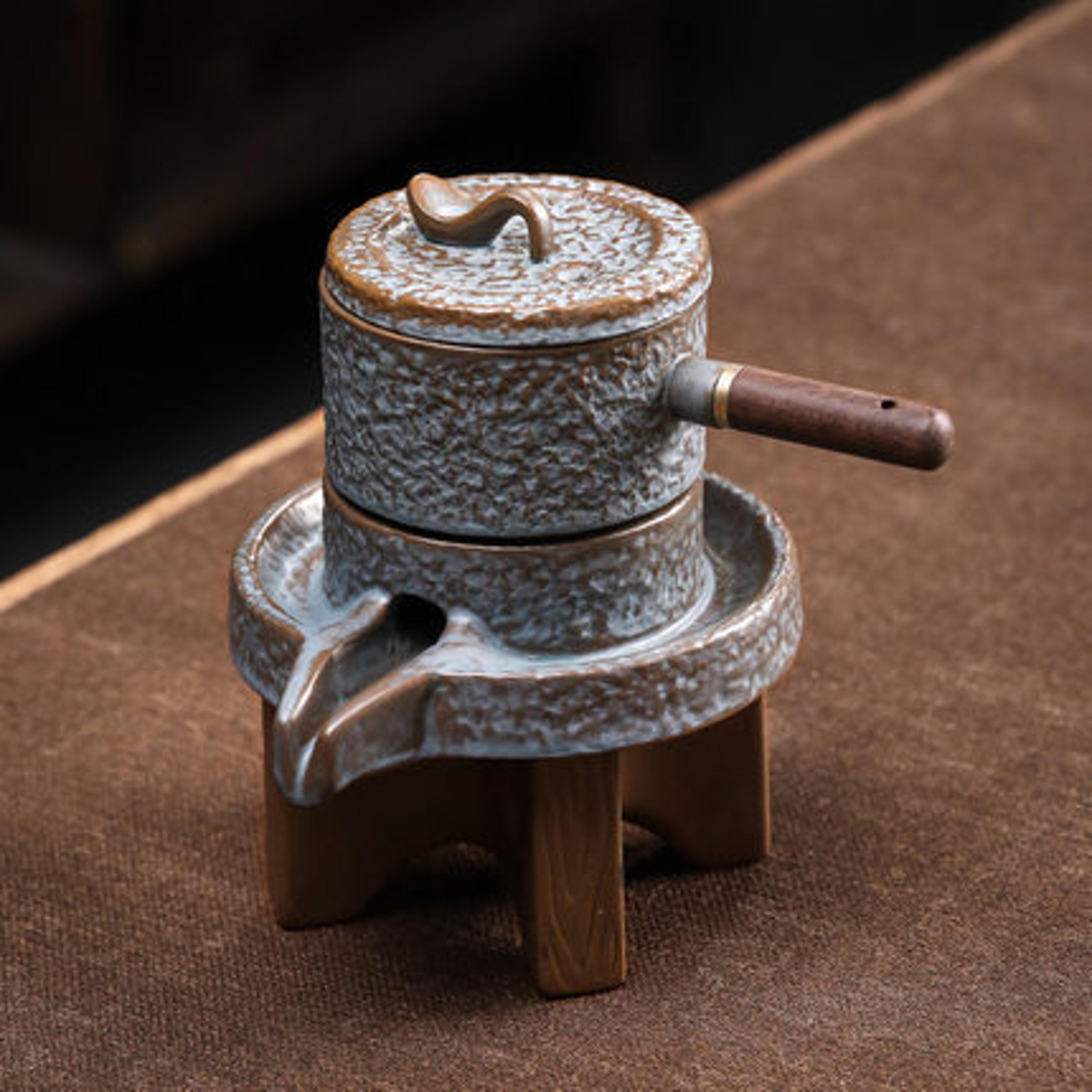 Rotating Water Teapot Automatic StoneMill Pottery Lazy Stone Grinding Tea Set Tea Maker For Ceremon 5