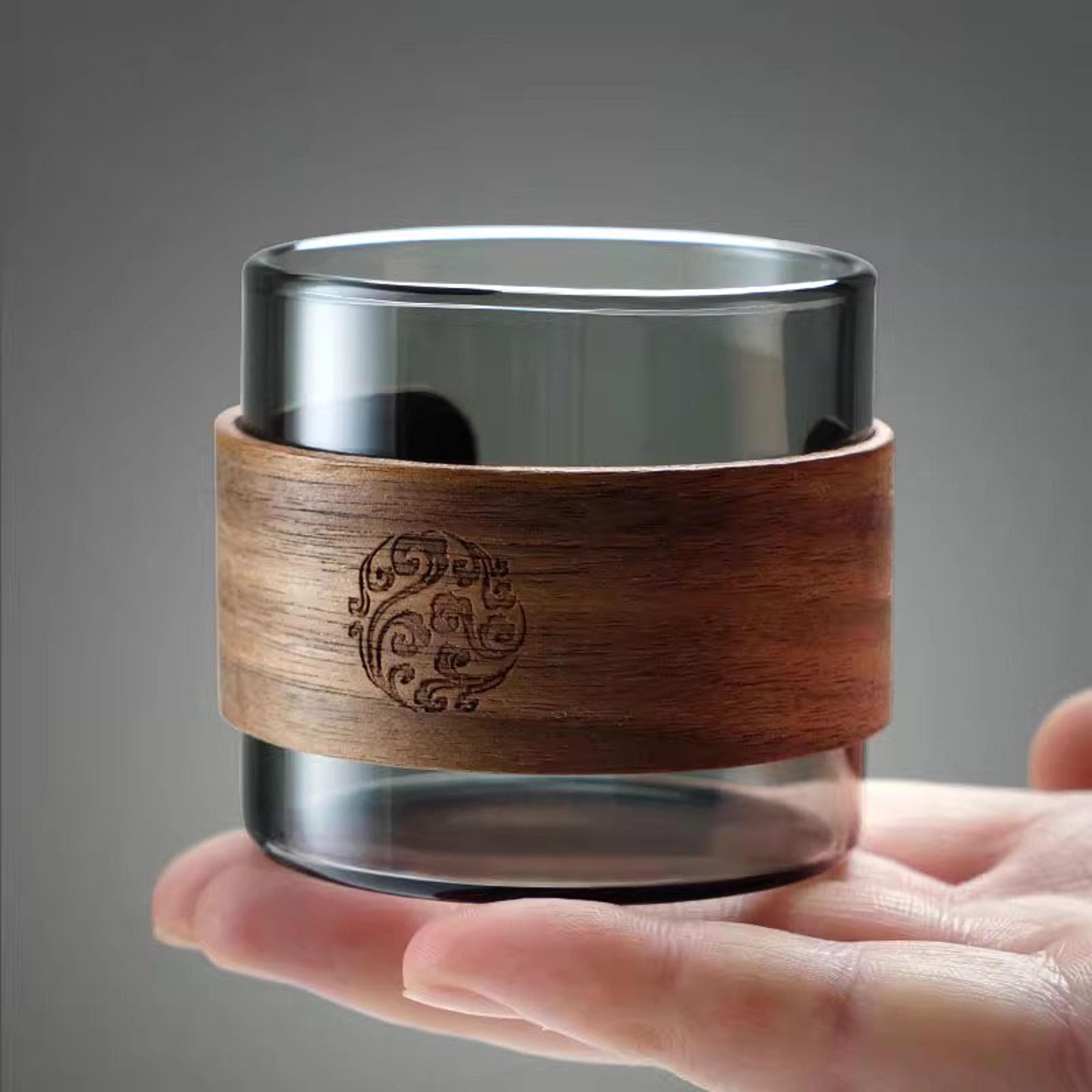 Home Coffee Espresso Mug Set Heatresistant Glass Tea Cup Scald Proof Wooden Holder Kungfu Tea Maste 3