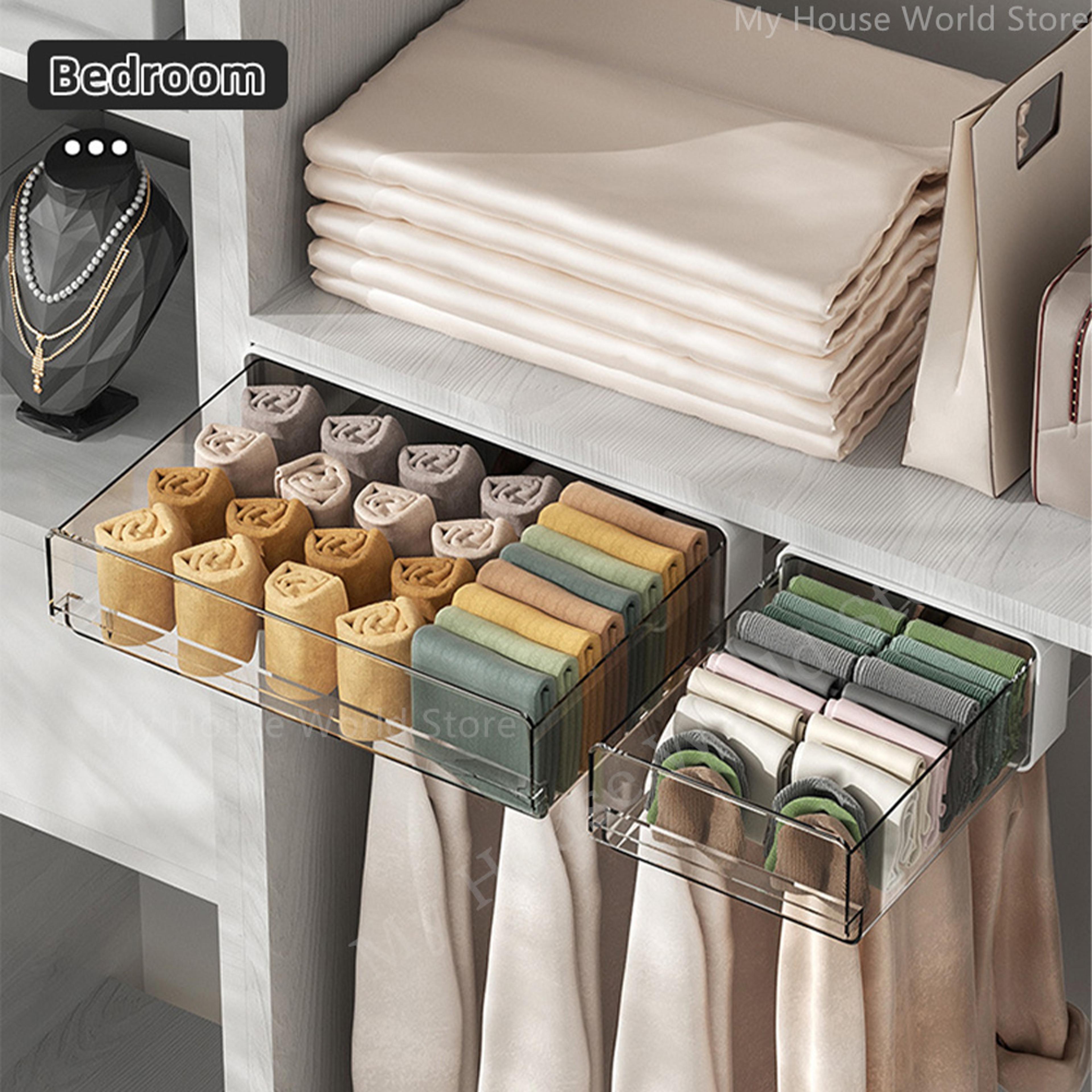 Hidden SelfAdhesive Drawer Storage Box Under Table Cabinet Office Desk Storage Rack Cosmetics And S 2