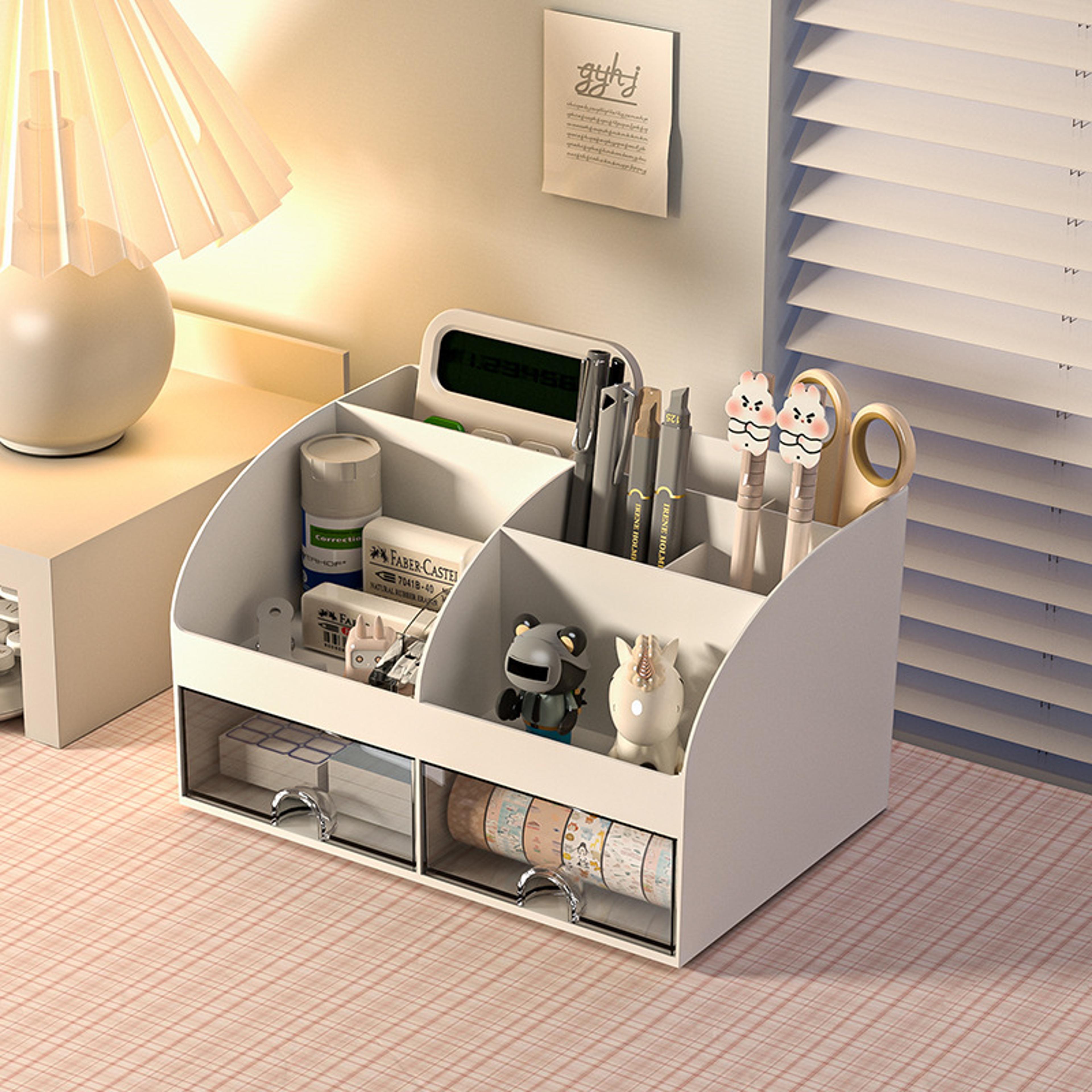 Desk Organizer For Office Tilt Pencil Holder For Students Large Capacity Storage Box MultiLayer Sun 8