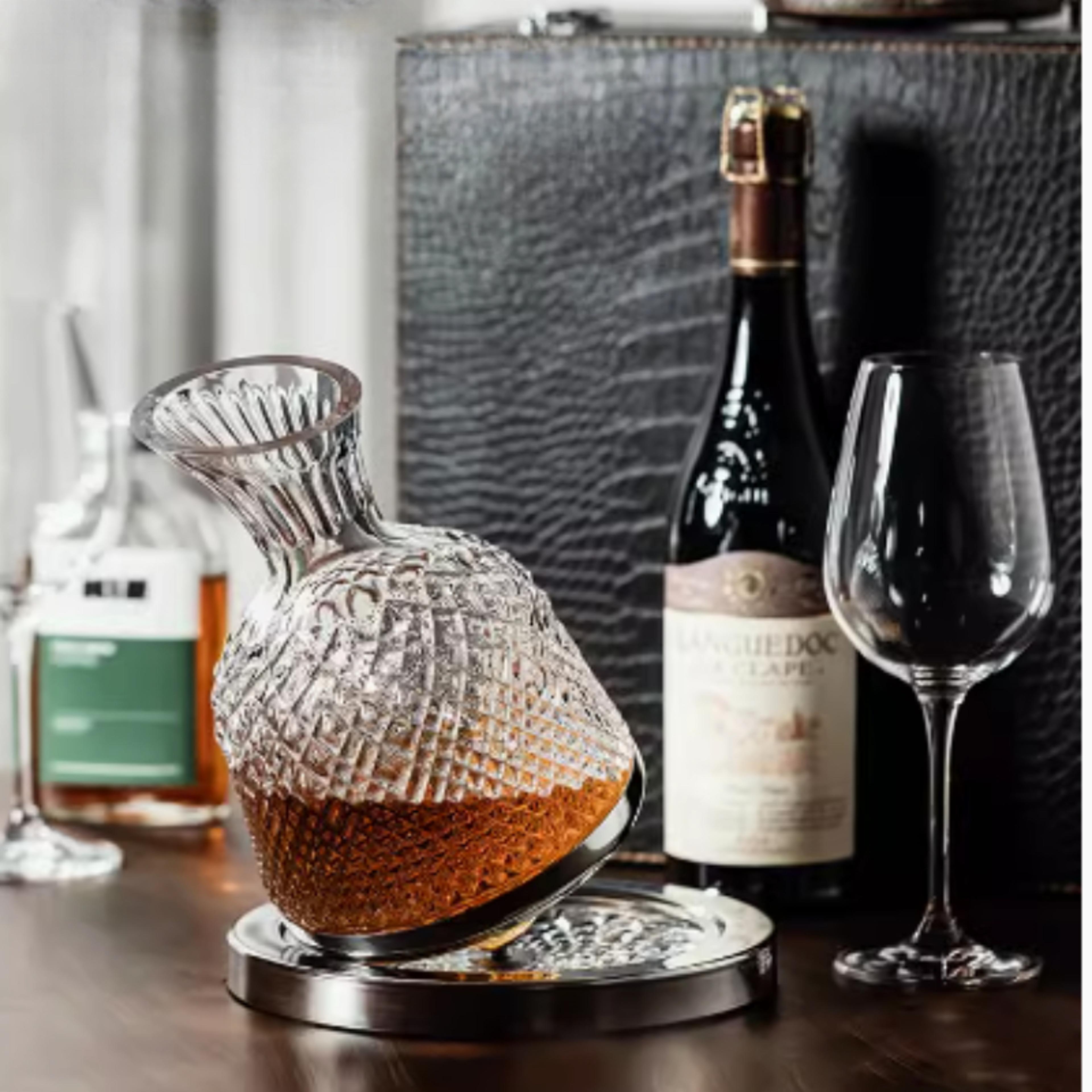 Luxury High End Crystal Glass Decanter Rotating Drum Wine Dispenser Mirror Kettle Home Decor 3