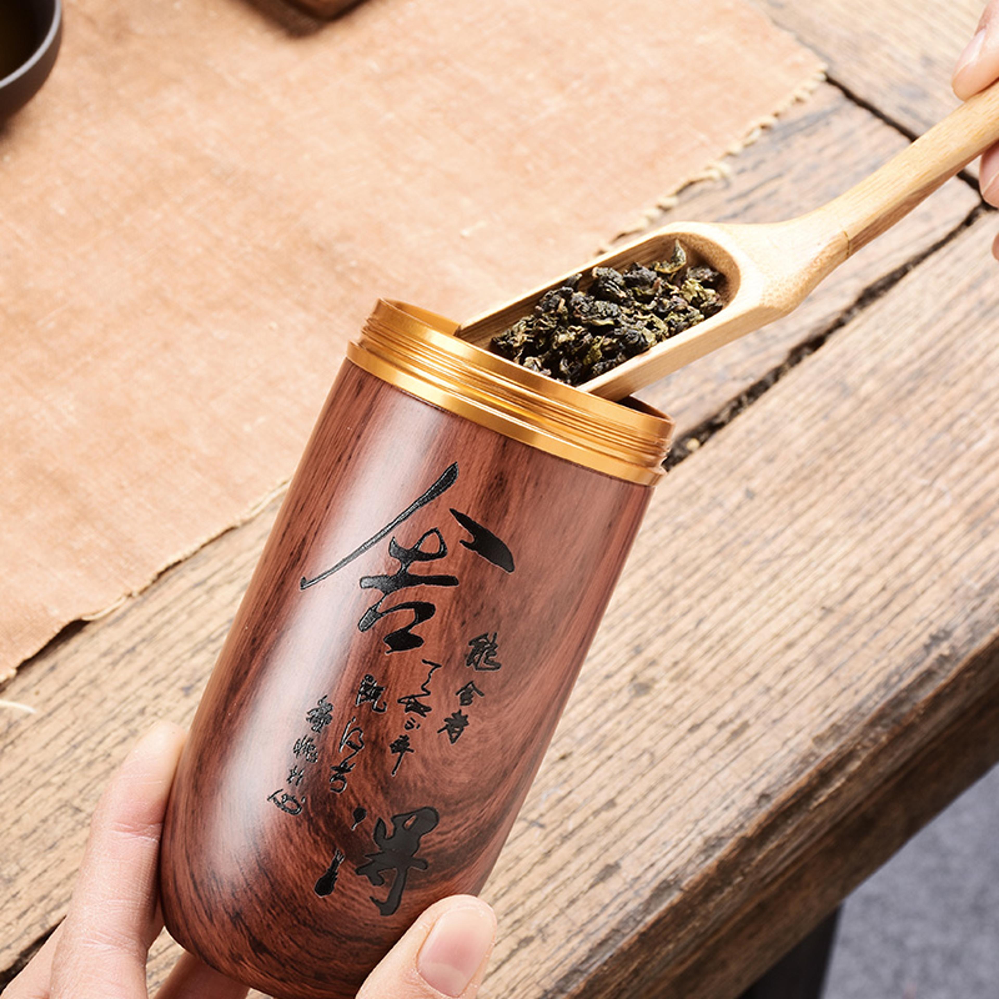 Purple Sand Tea Caddy Portable Ceramic Tea Can Imitation Wood Grain Medium Puer Tea Box Sealed Cans 2