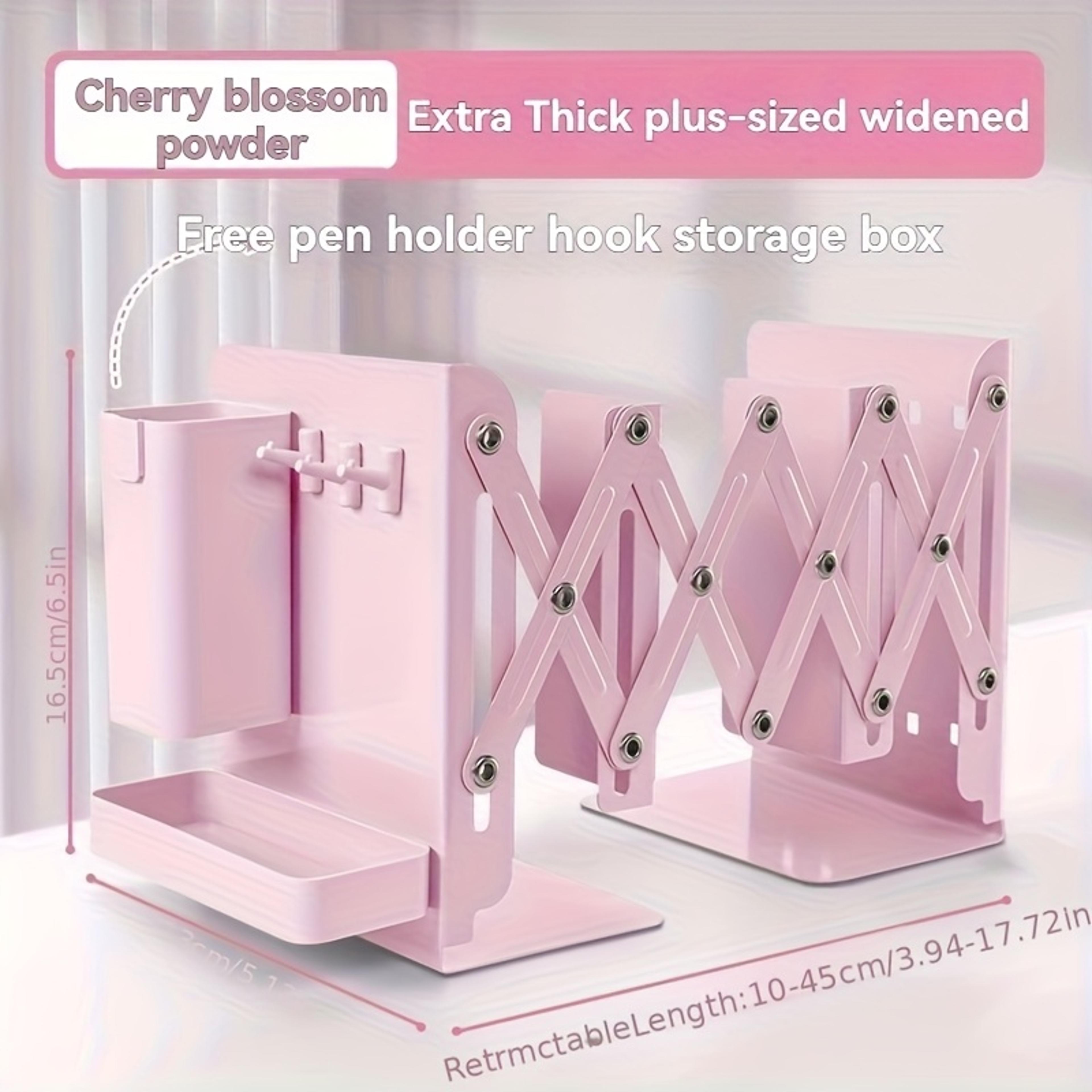 Retractable Bookends With Pen Holder Hooks And Storage Boxes Foldable SpaceSaving Desktop Organizer 6
