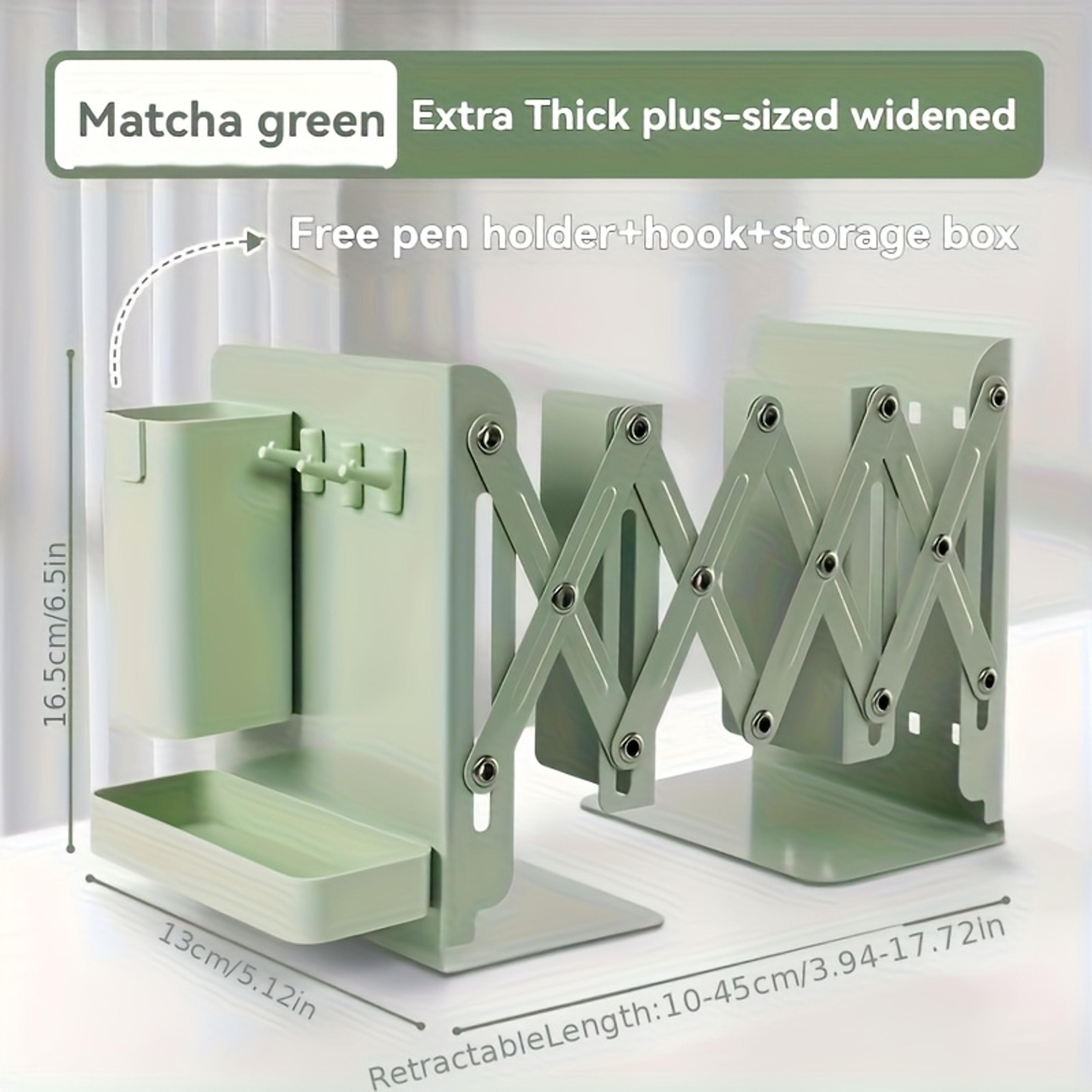 Retractable Bookends With Pen Holder Hooks And Storage Boxes Foldable SpaceSaving Desktop Organizer 8