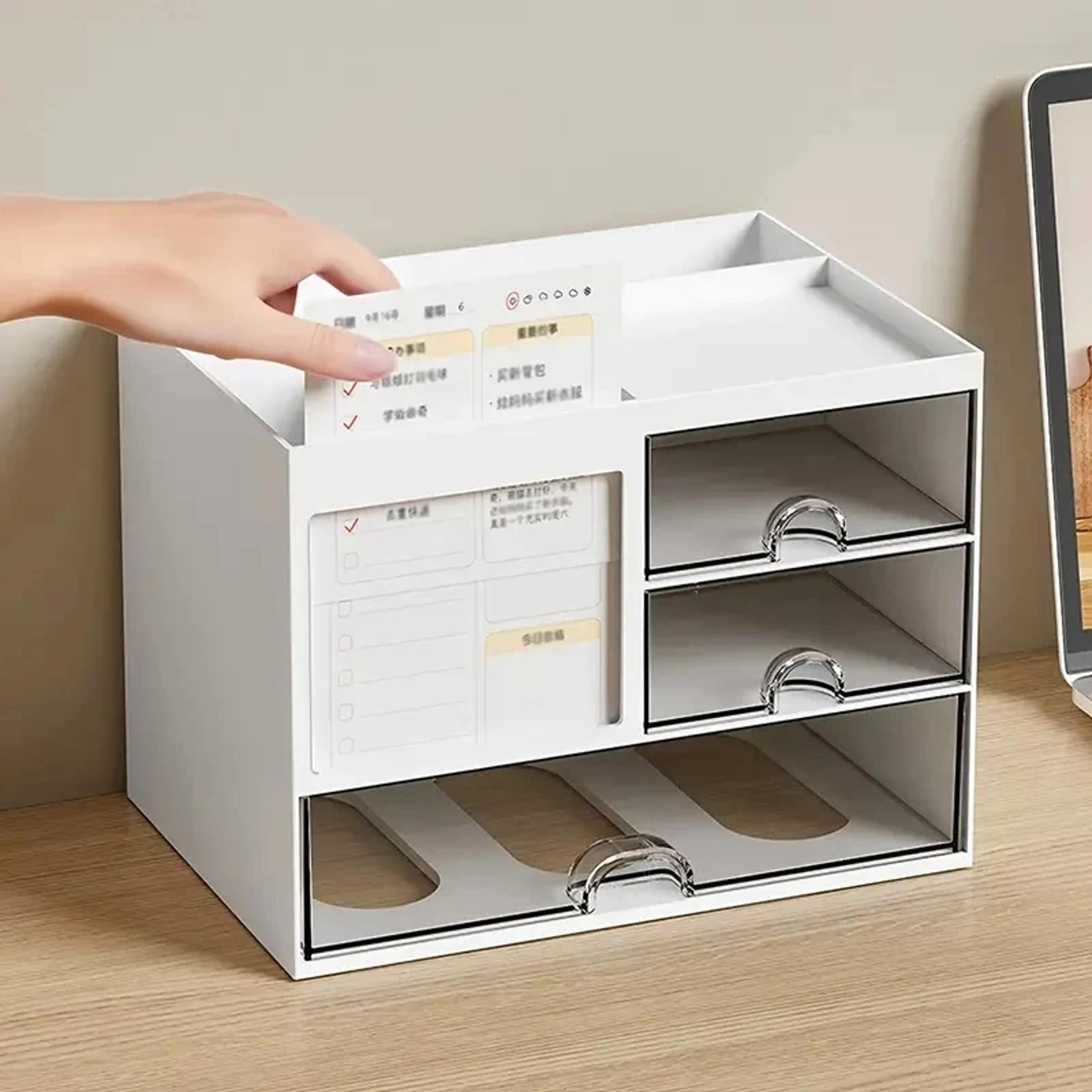 Desk Organizer Desktop Combination Drawer Storage Box Pen Holder Office Accessories Reasonable Part 2