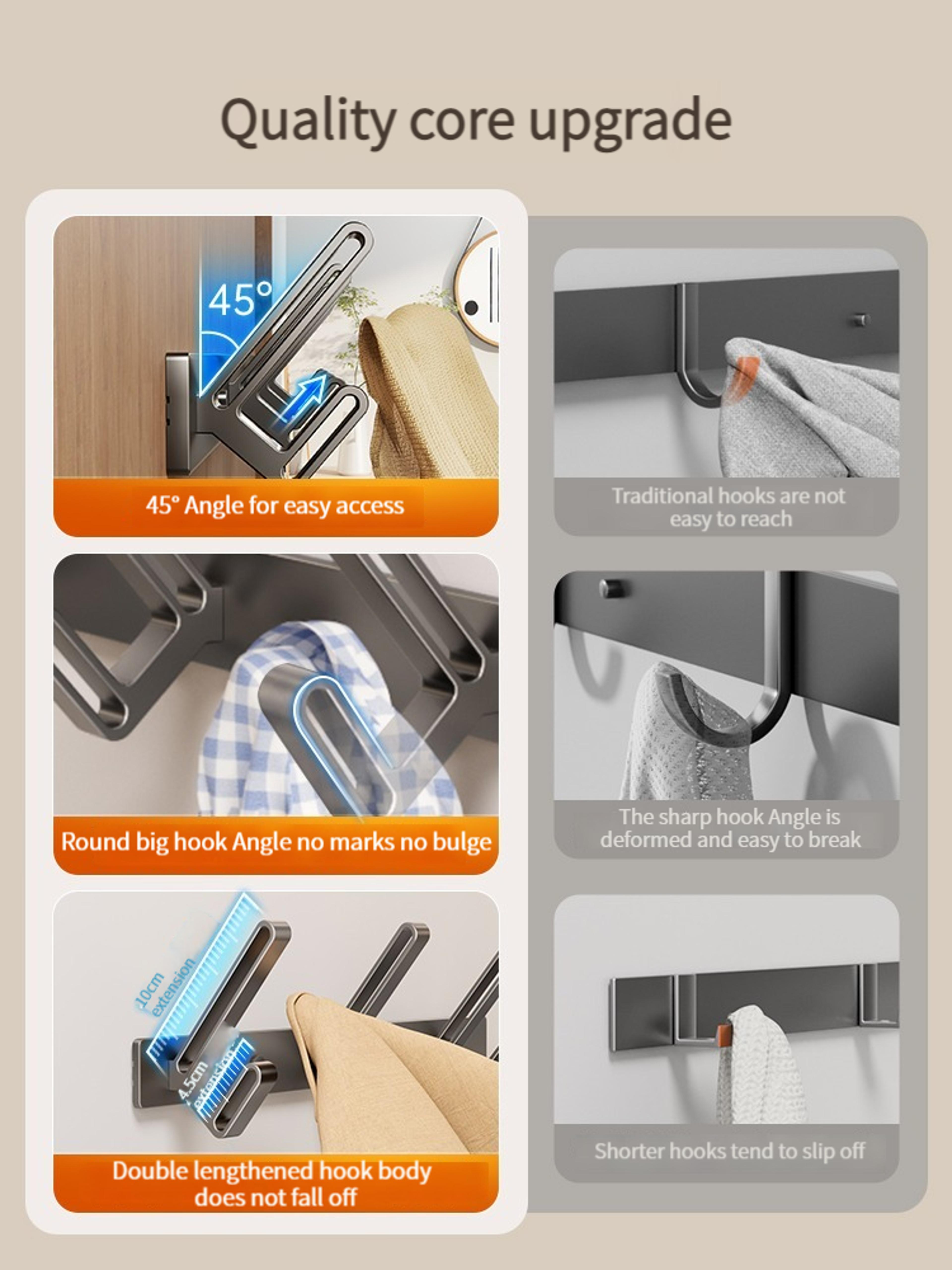 No Drill Wall Hook Bathroom Aluminum Clothes Hook Toilet Space Saver Hanging Hook For Wall Easy Ins 1