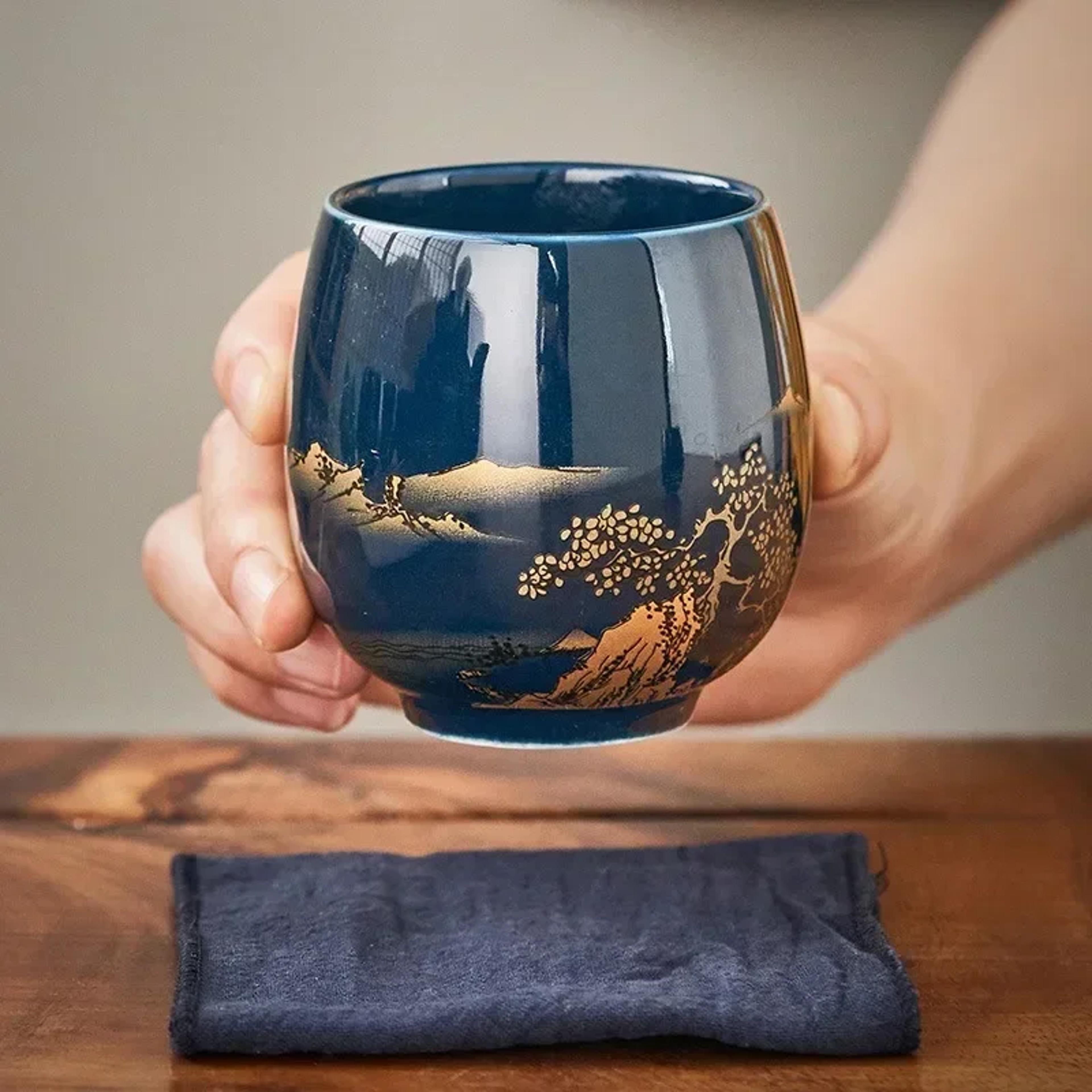 Jilan Ceramic Teacup Japanesestyle Simple Master Cup Large Black Glaze Kung Fu Tea Set Single Cup T 0