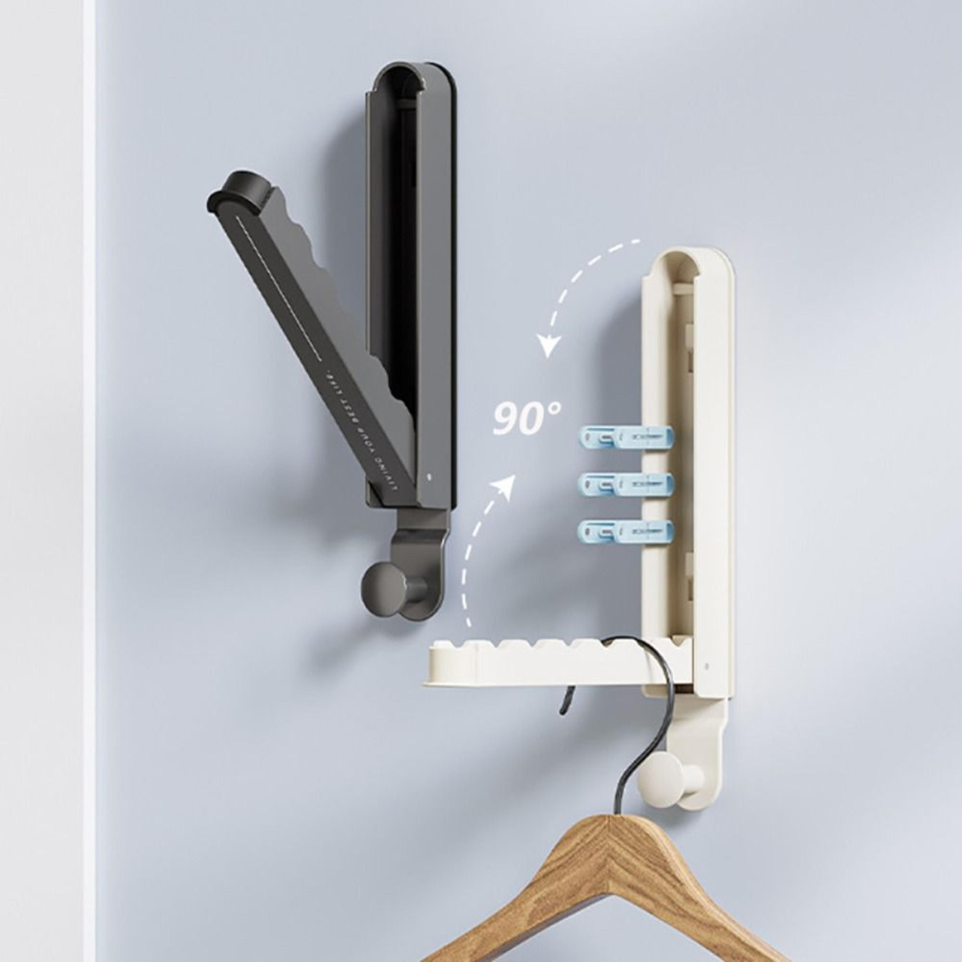 Retractable Save Space Hanging Clothes Rack Aluminum Folding Clothes Hanger Wall Mounted No Drillin 3