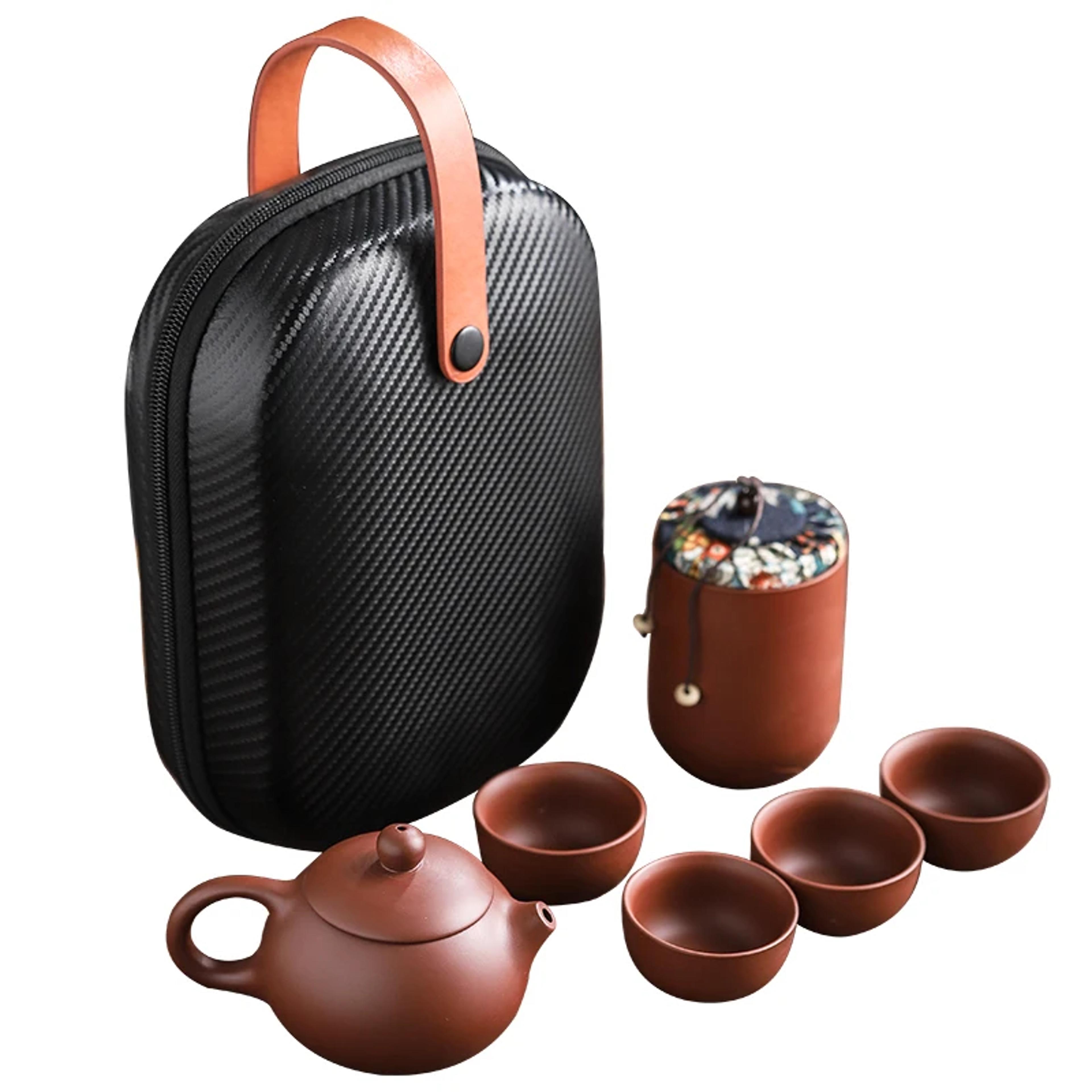 Outdoor Travel Purple Sand Tea Cups Gaiwan Set Ceramic Portable Teapot Teacup For Tea Ceremony Kung 4