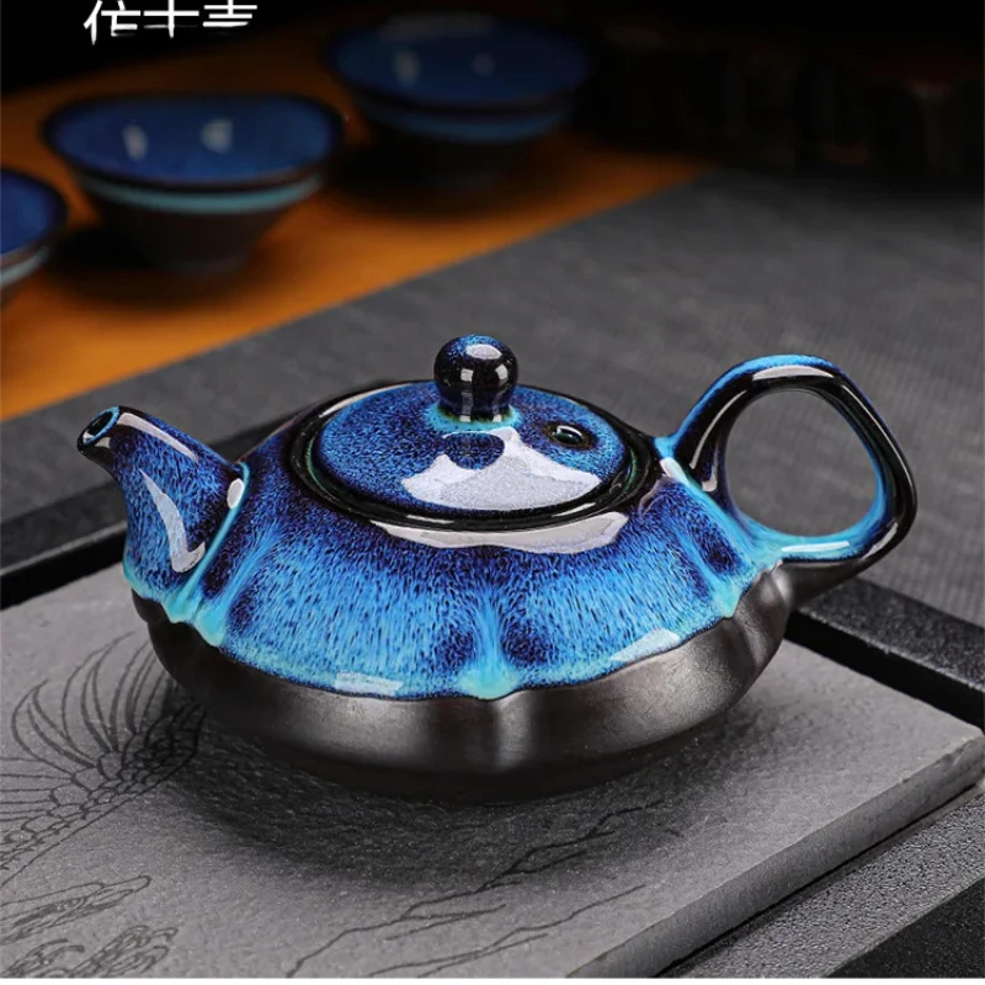 Teaware Kung Fu Tea Set Jun Kiln Ceramic Tea Pot And Cup Set With Change Teapot Alluvial Gold Chine 3