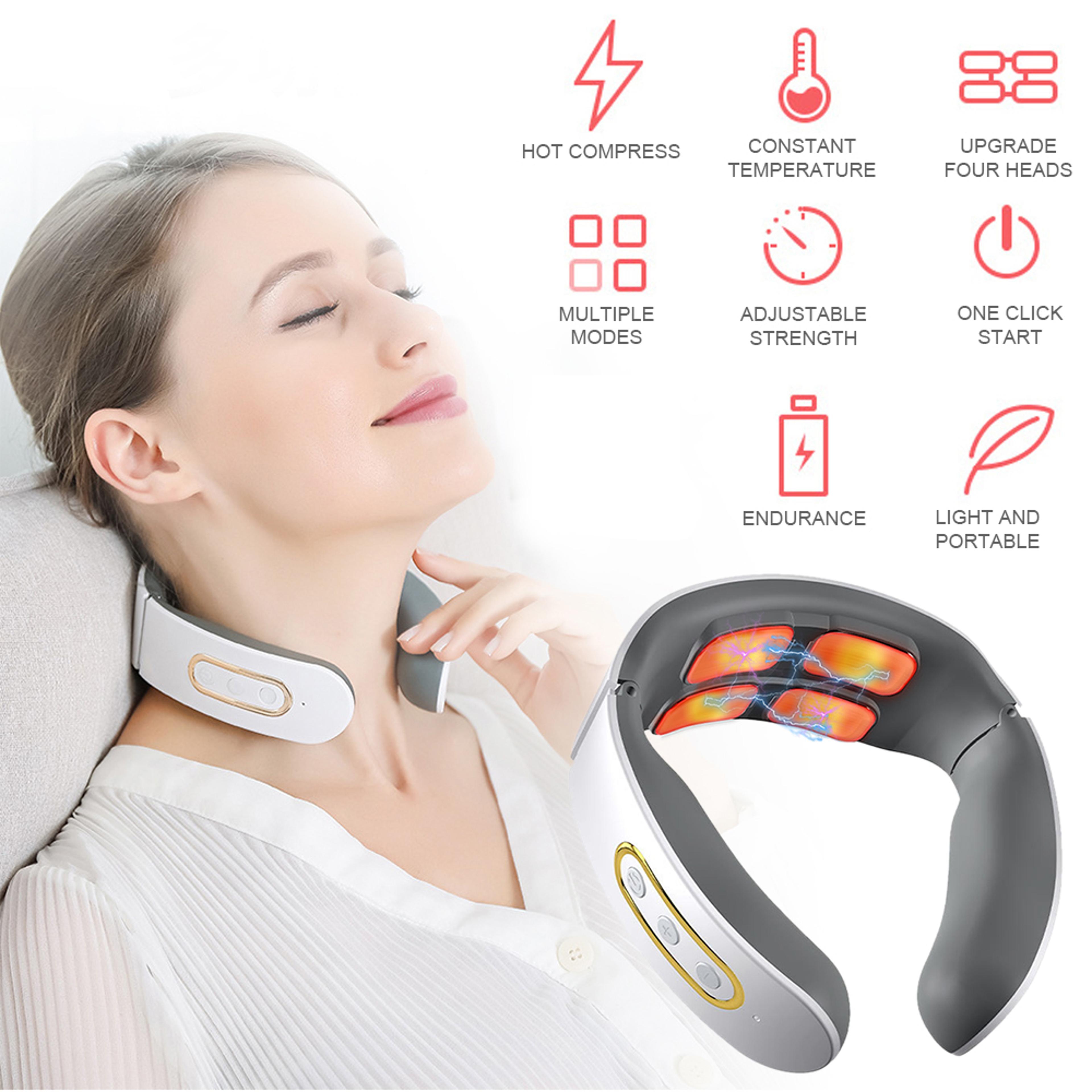 Adjustable Heat Cervical Vertebra Relax Electric Neck And Shoulder Pulse Massager Pain Relief Knead 2