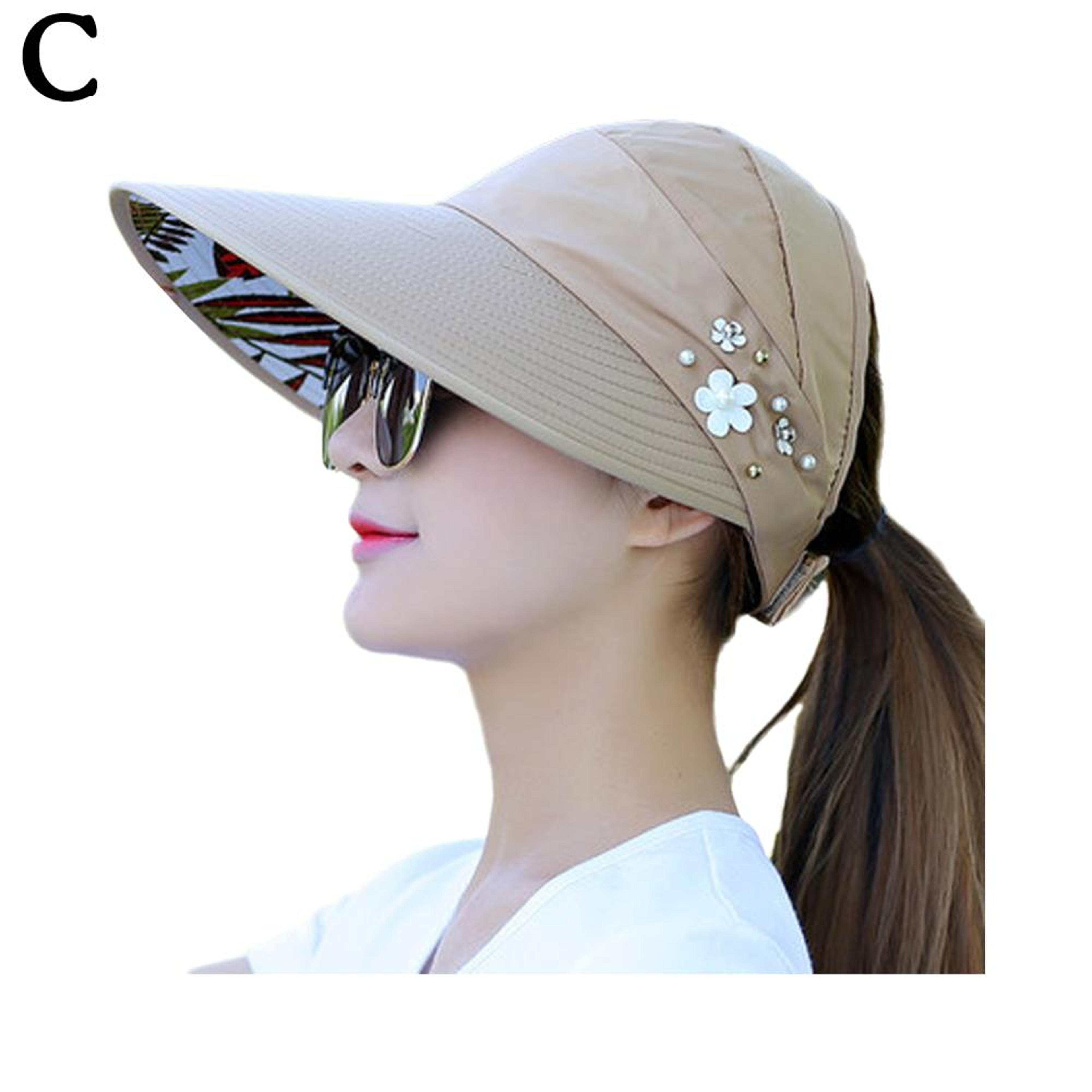 Ladies Fashion Summer Vacation Wide Brim Foldable Sun Hat AntiUV Beach Visor Caps Casual Hats For W 8