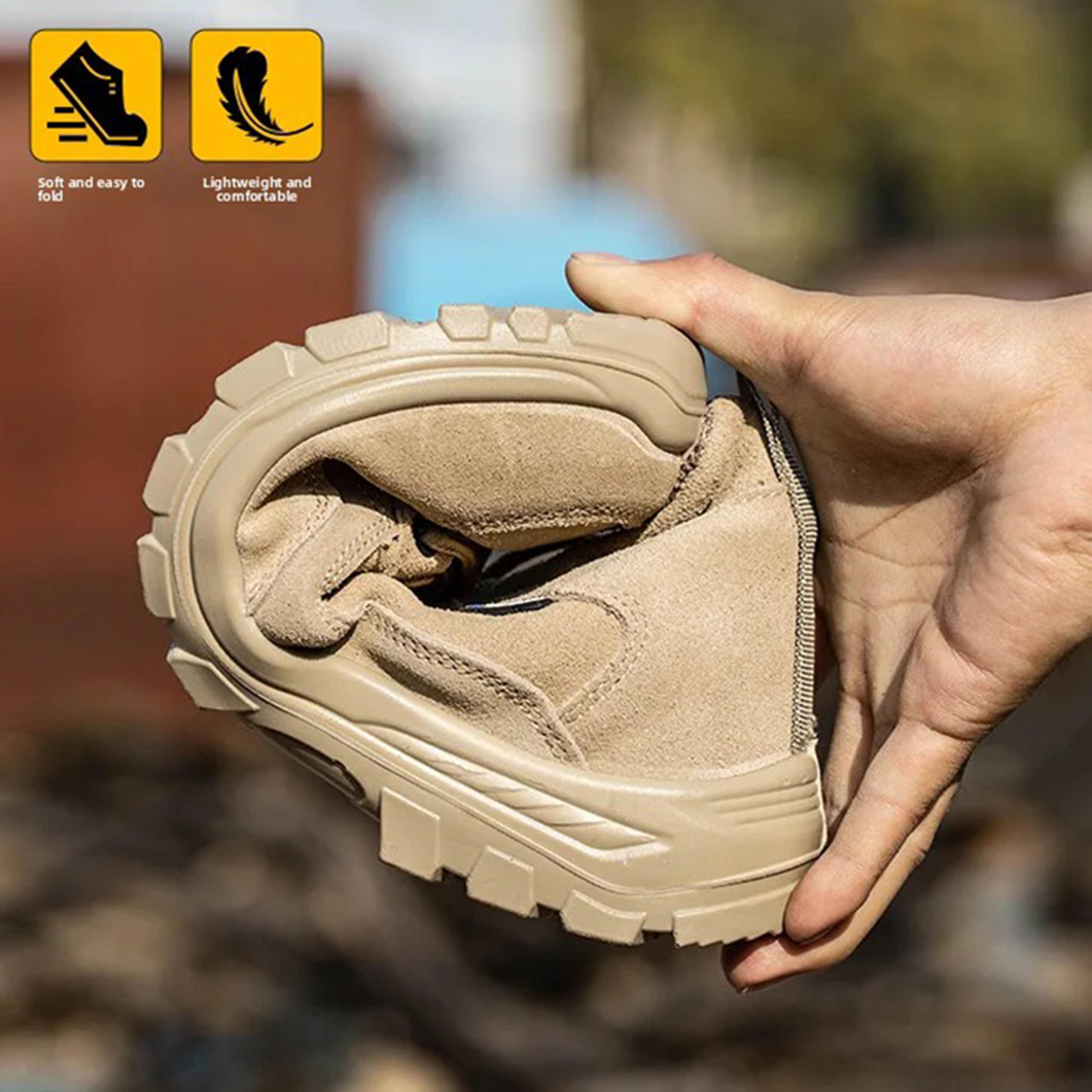 Oulylan Male Steel Toe Safety Shoes AntiSkid Outdoor Labor Footwear Breathable AntiPuncture Work Bo 2