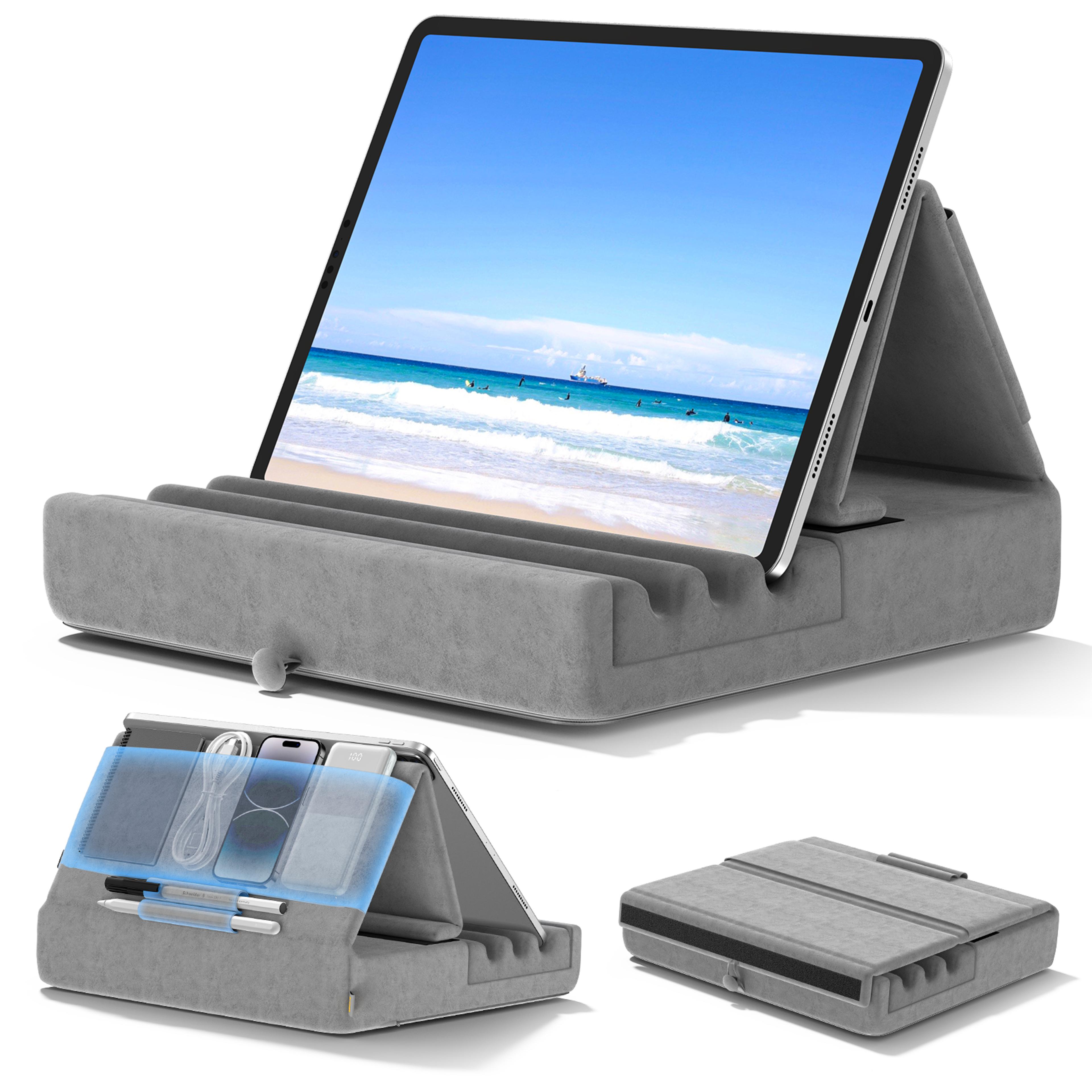 Foldable IPad Tablet Pillow Holder For Lap Desk Bed Soft Pad Dock With Pocket  Stylus Mount For IPa 6