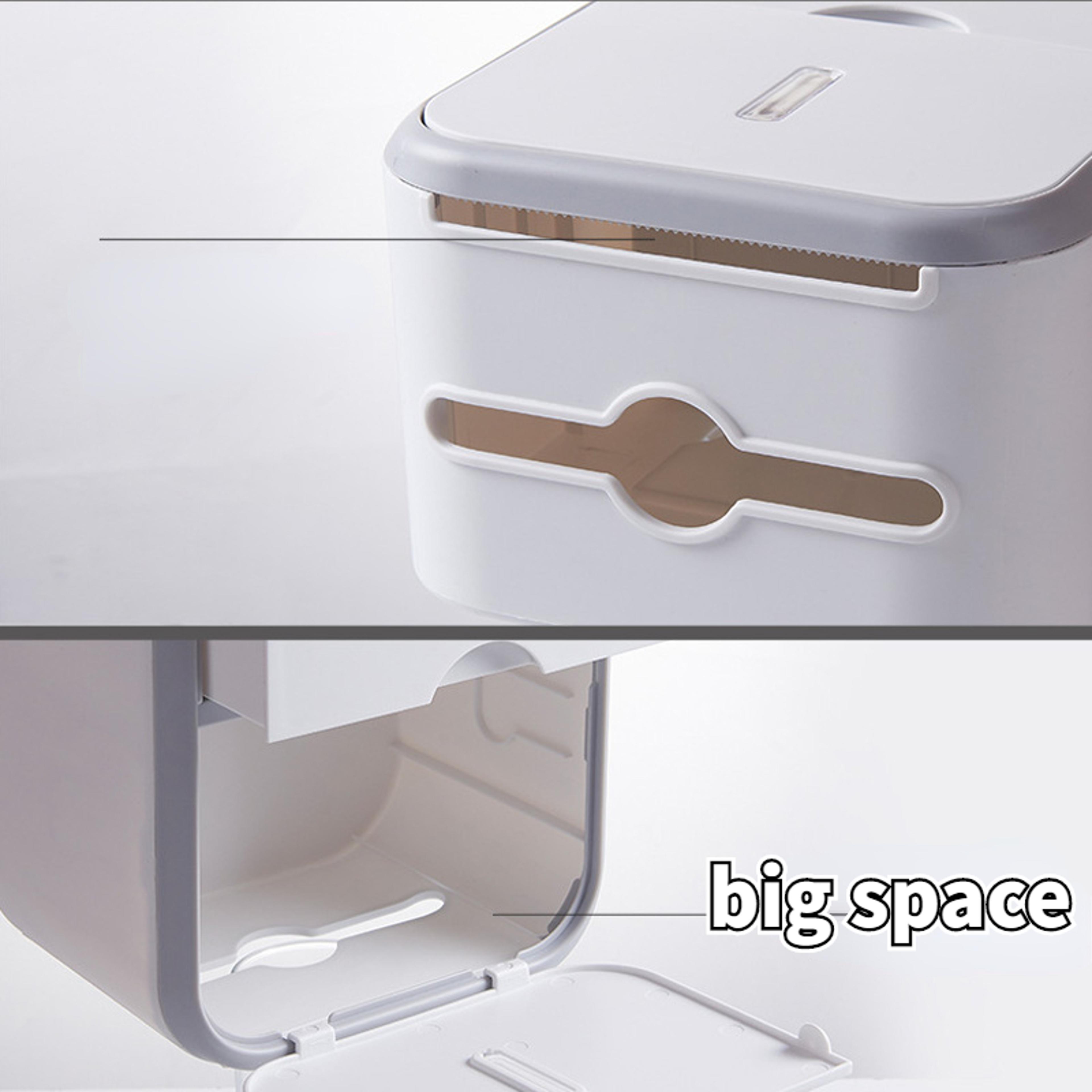 Waterproof High Capacity Storage Box Toilet Paper Organizer Punchfree Wall Mounted Roll Paper For B 2