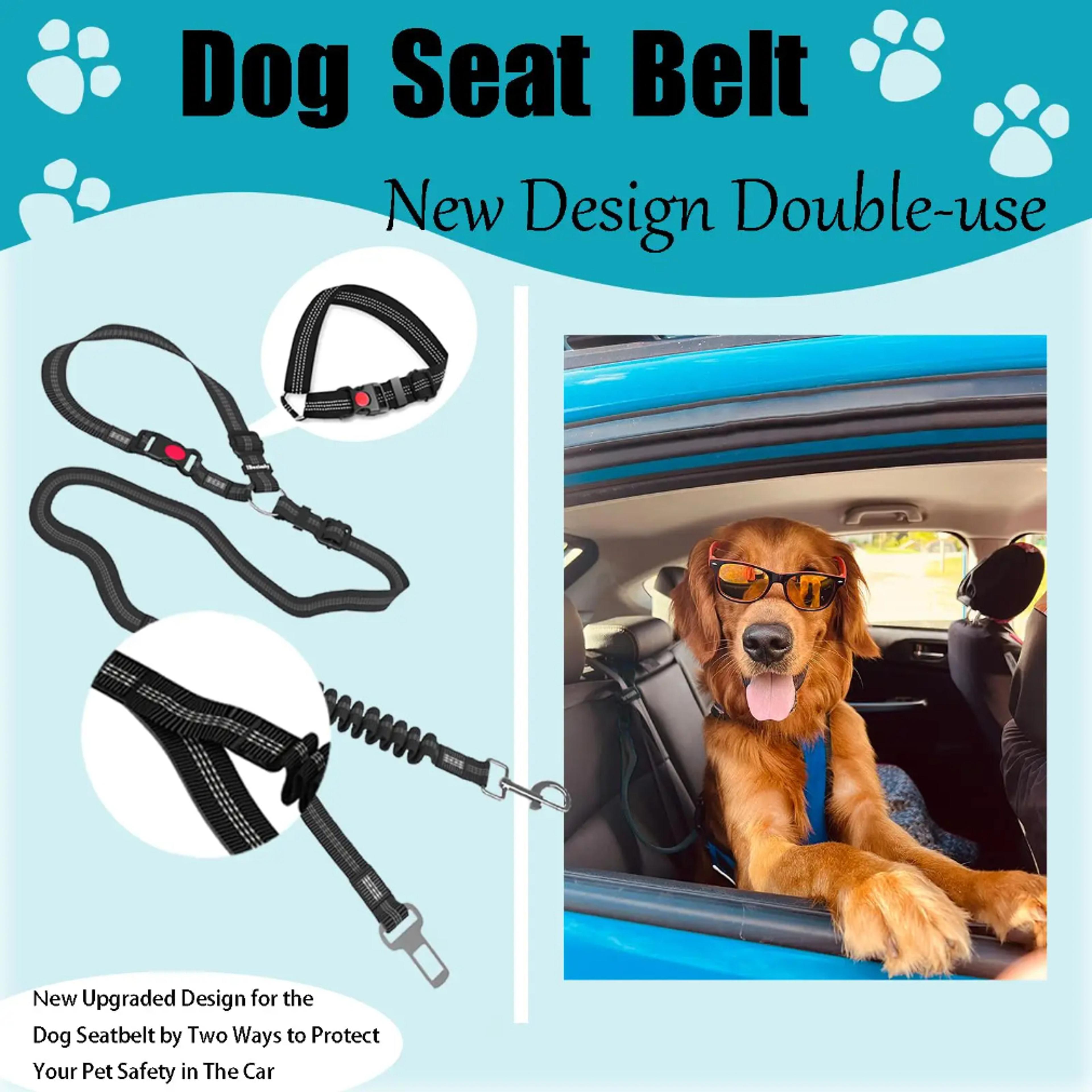 Striped Nylon Large Dog Traction Rope Adjustable And Heavy Duty Dog Car Seat Belt For Safe Car Ride 4