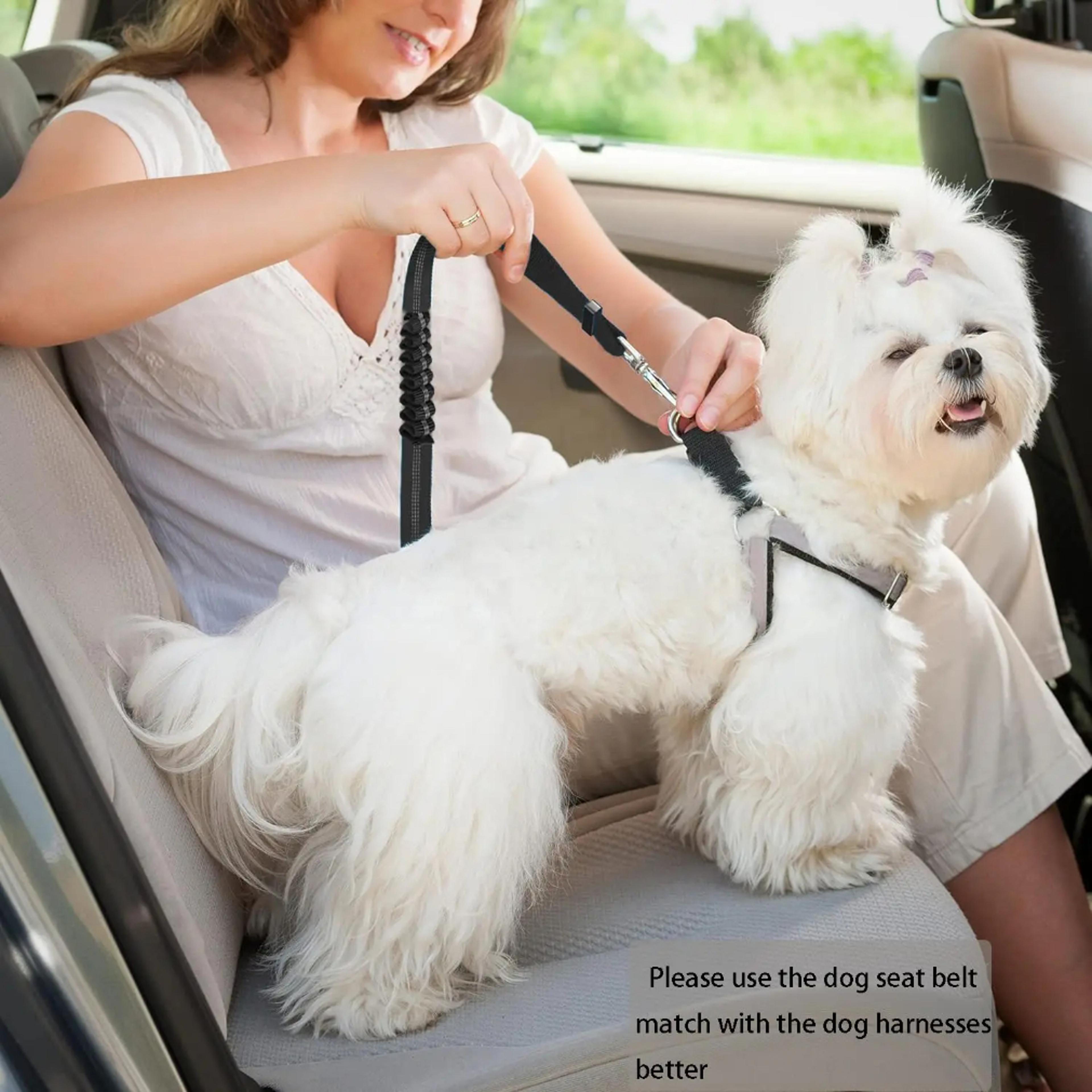 Striped Nylon Large Dog Traction Rope Adjustable And Heavy Duty Dog Car Seat Belt For Safe Car Ride 5