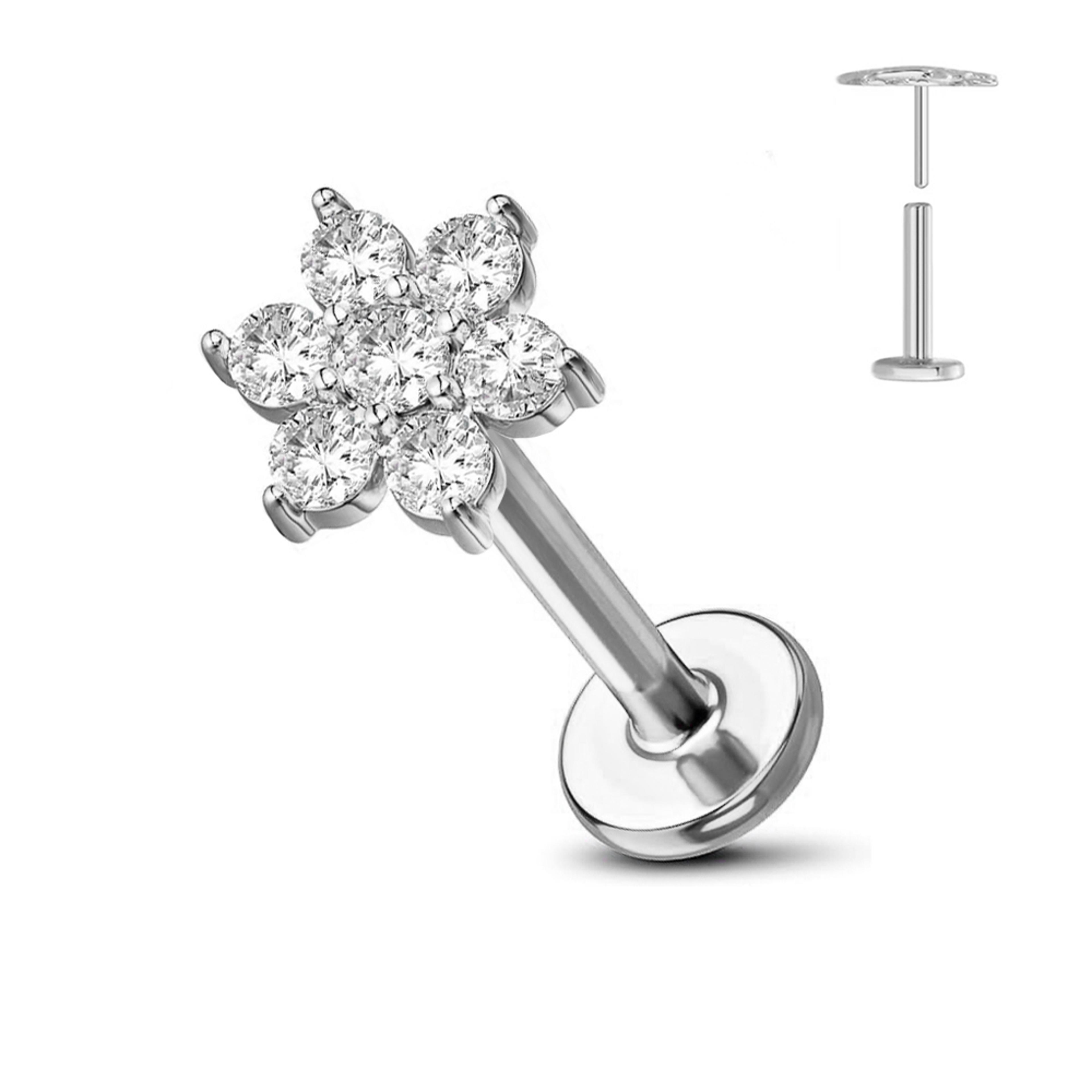 Titanium Flower Threadless Earring Petal Heart Butterfly Push In Labret Stud 27