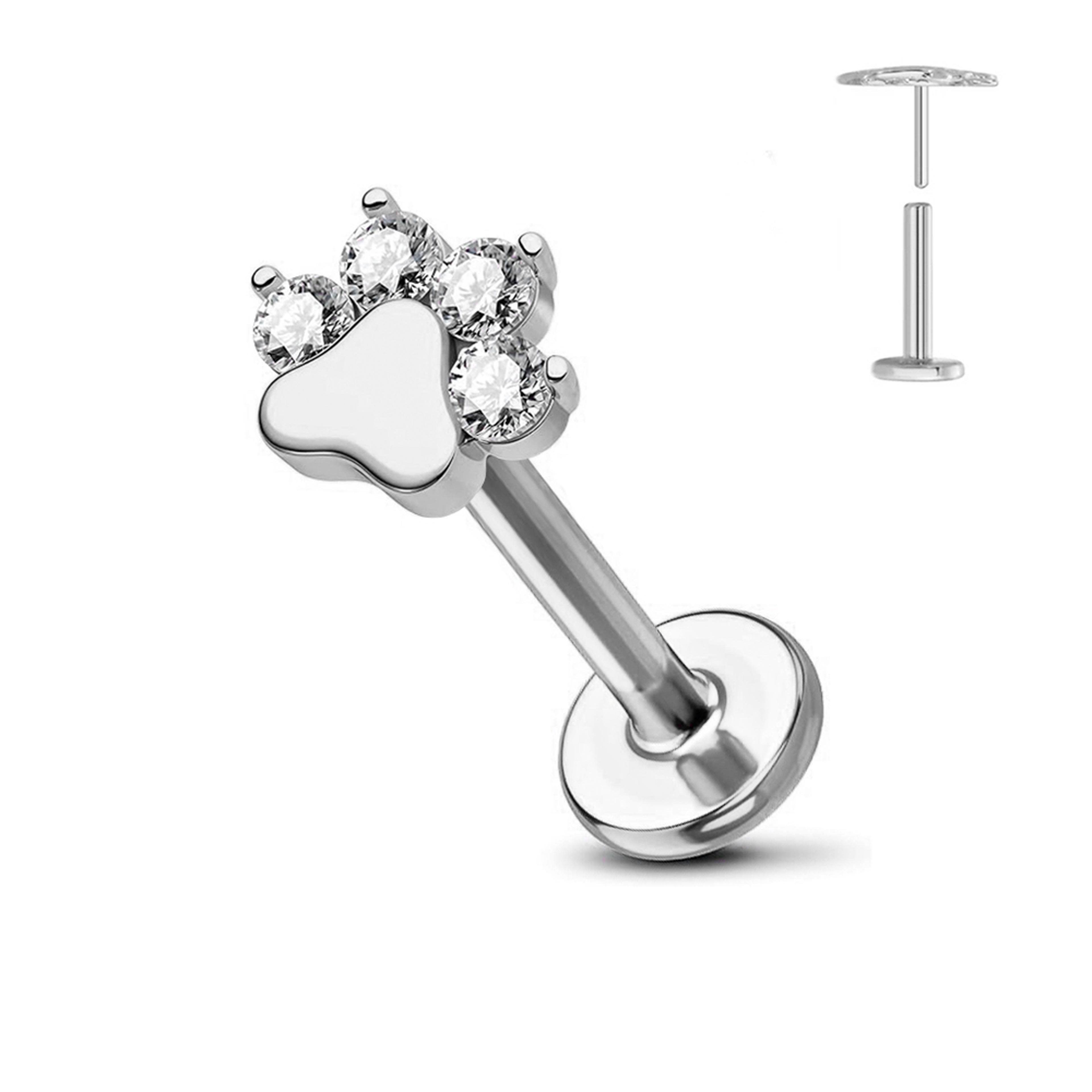 Titanium Flower Threadless Earring Petal Heart Butterfly Push In Labret Stud 28