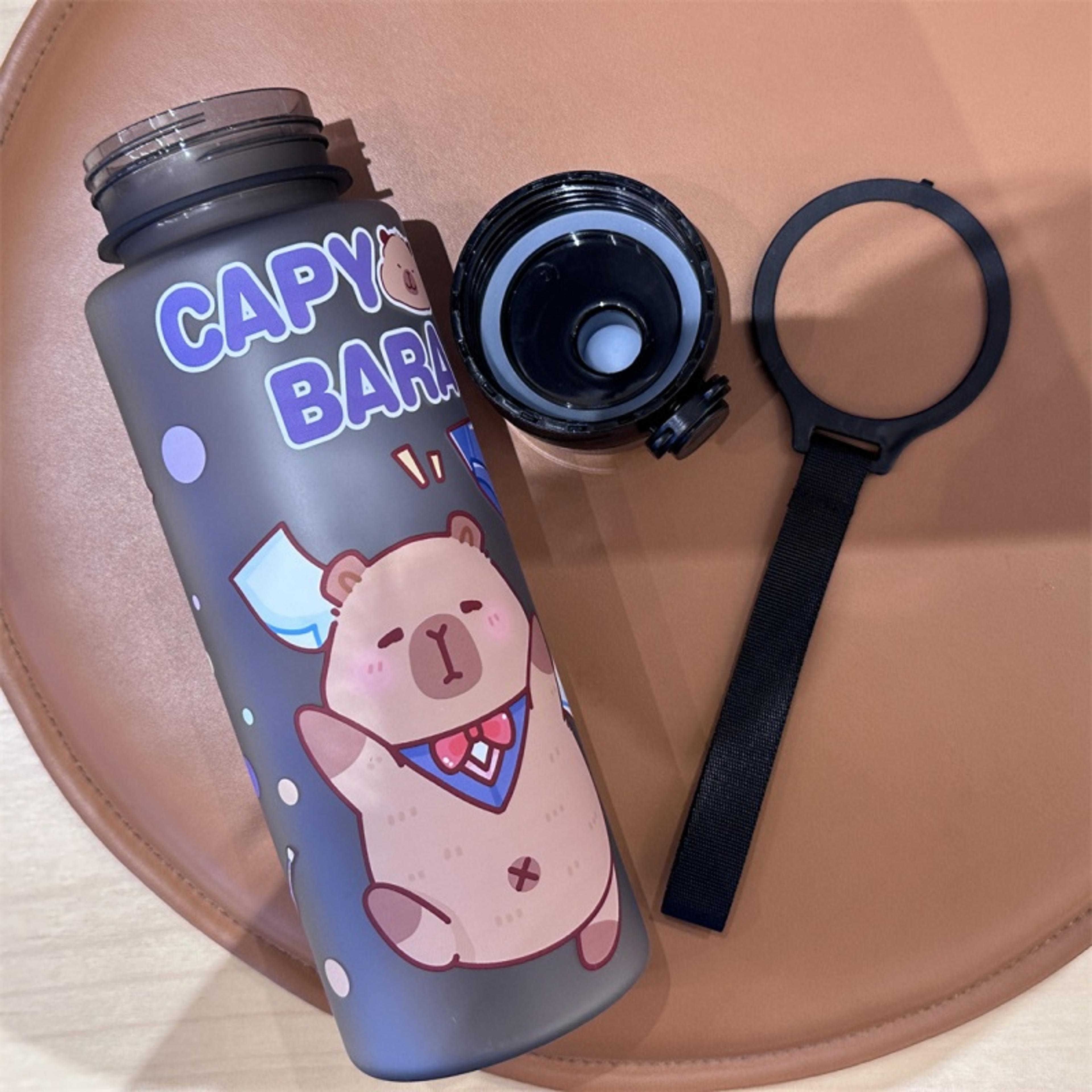 Cute Capybara Water Bottle Leakproof Plastic Straw Cup For Outdoor Travel Sports 4