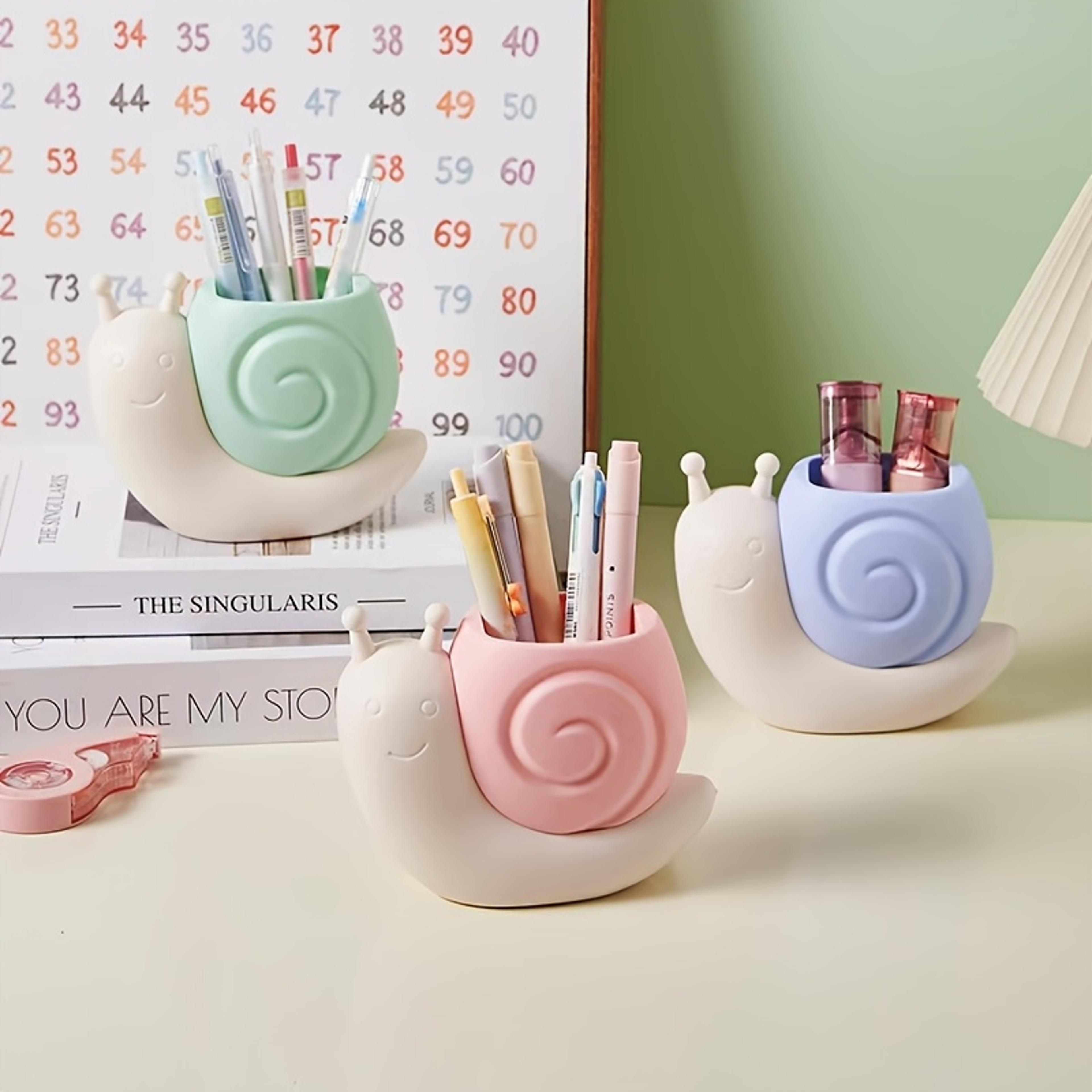 cartoon snail dinosaur pen holder cute desktop organizer for pens and makeup brushes
