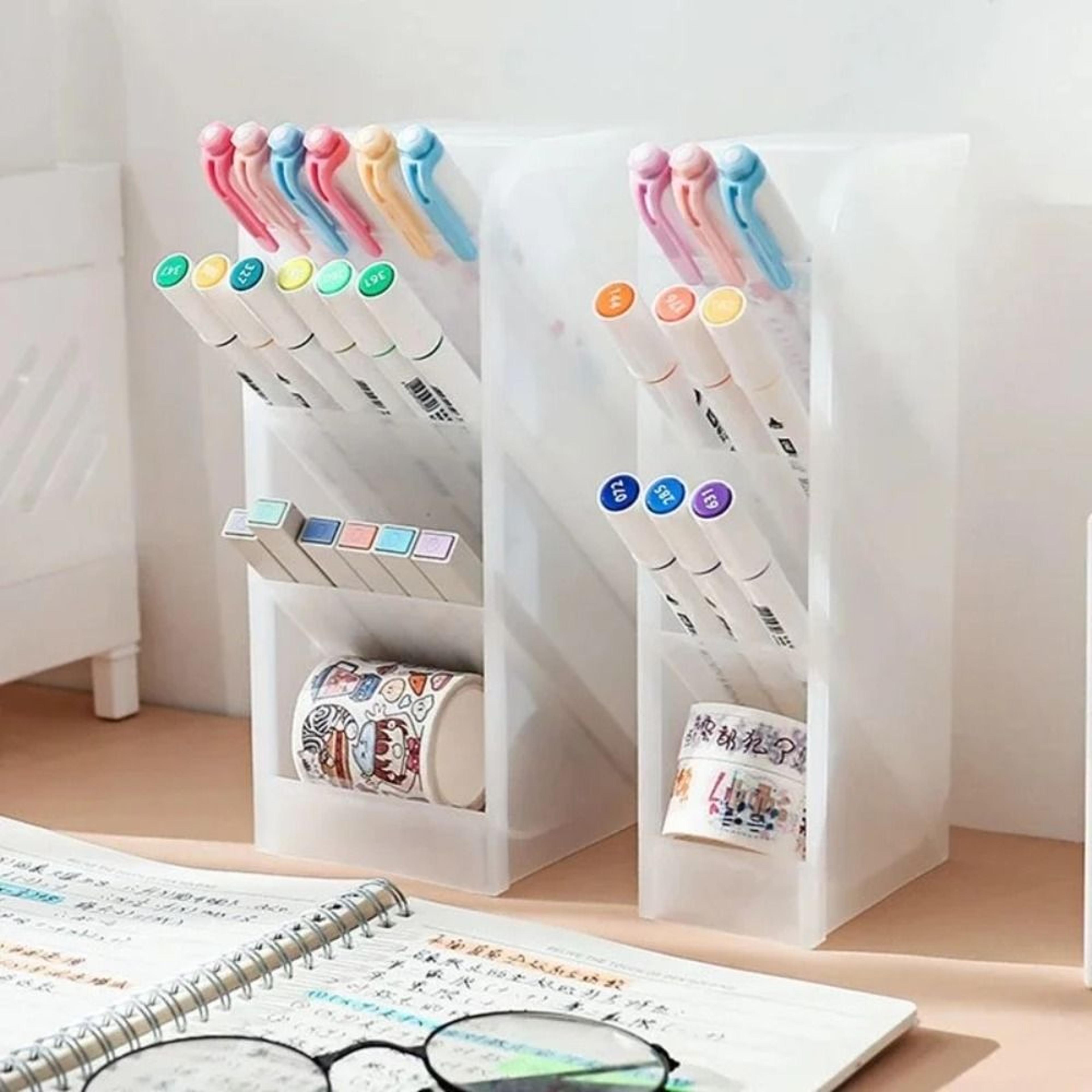 Four Compartment Desktop Organizer With Angled Pen Holder And Macaron Colors 4