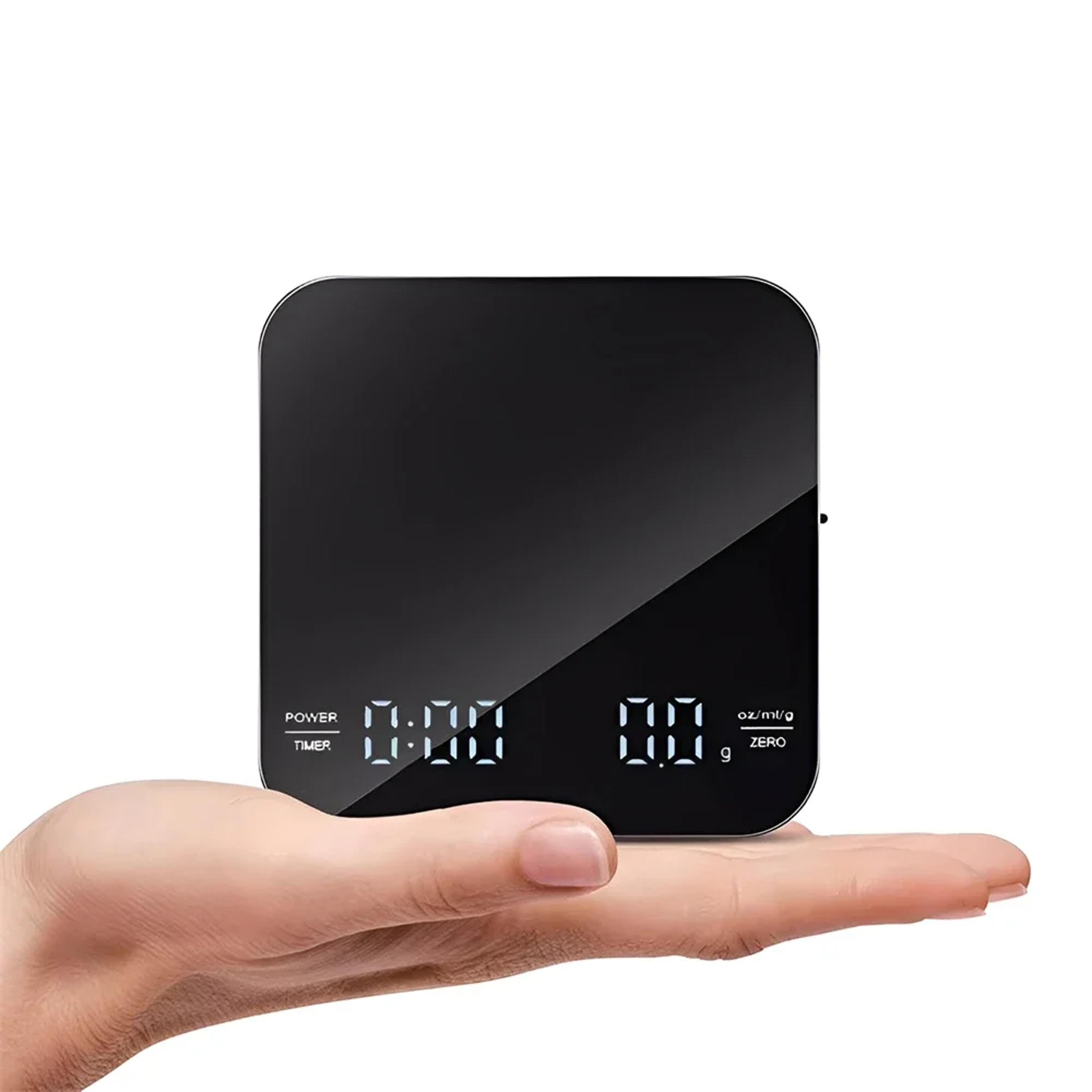 Digital Coffee Scale With Timer LED Display USB Rechargeable Food Safe Silicone Pad Black 5