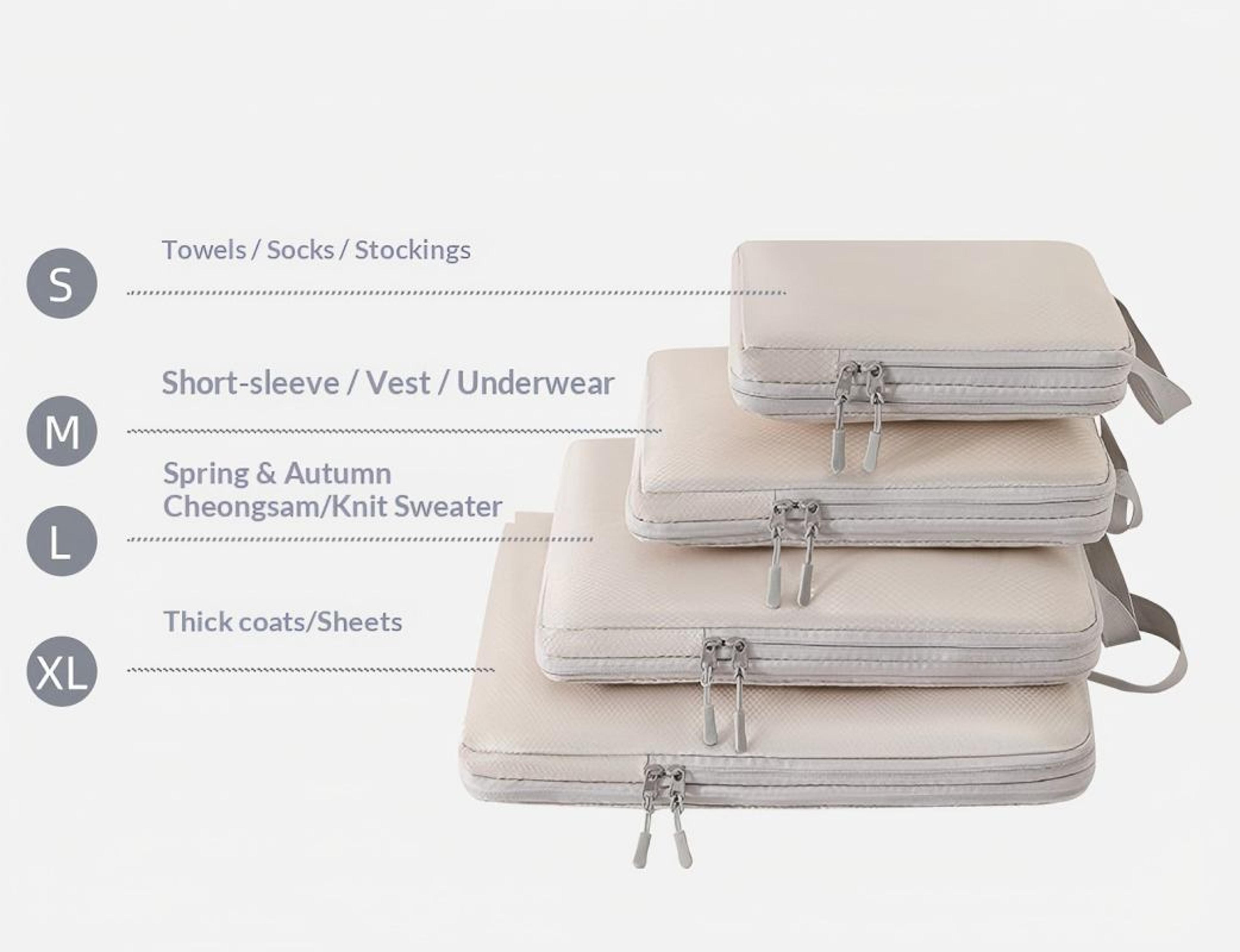 Compressible Packing Cubes Six Piece Set Waterproof Luggage Organizer Bags 4