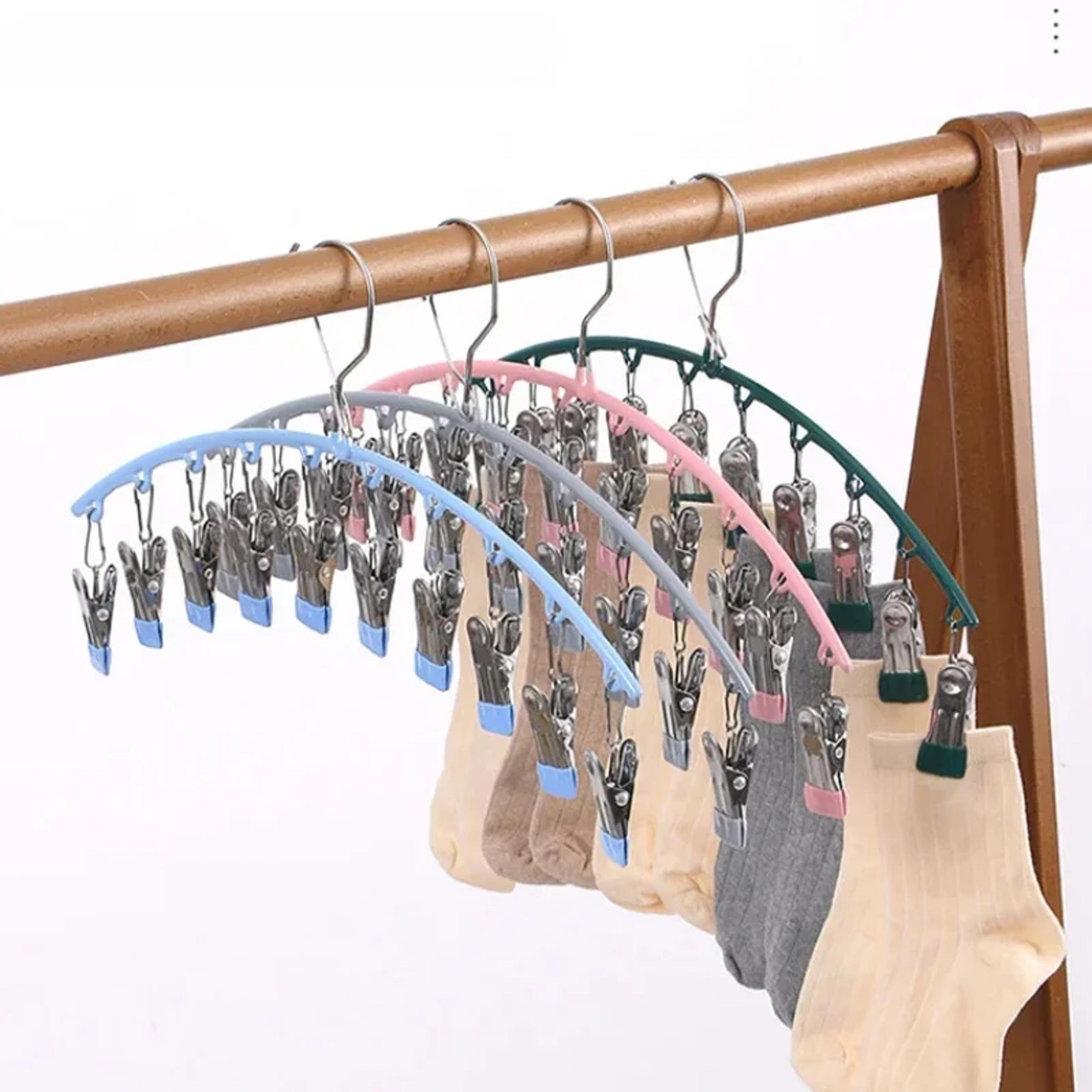 Stainless Steel Sock Drying Rack With Ten Clips Arc Underwear Rack 2